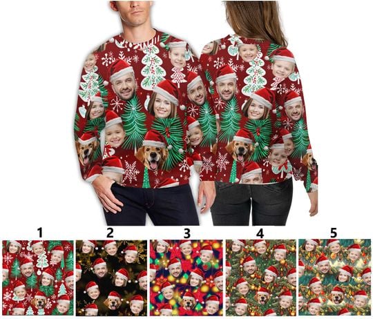 Personalized Christmas Light Ugly Sweater With Face Photo, Funny Custom Family Xmas - Image 14