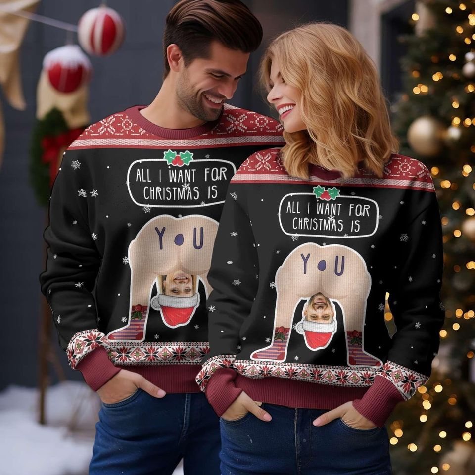 Personalized Christmas Photo Sweater, Custom Ugly Christmas Sweater