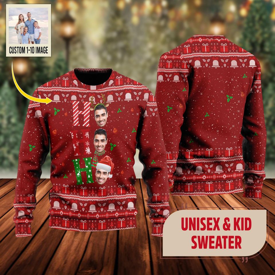 Personalized Christmas Sweatshirt with Custom Face Photo