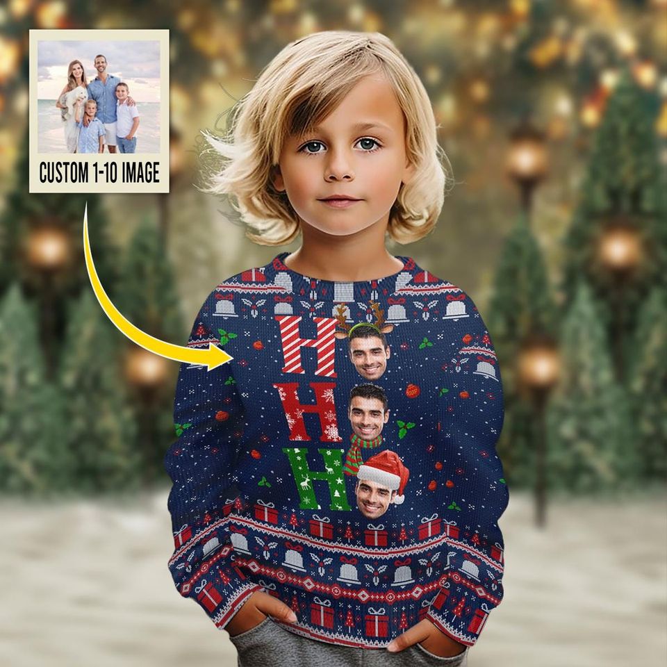 Personalized Christmas Sweatshirt with Custom Face Photo