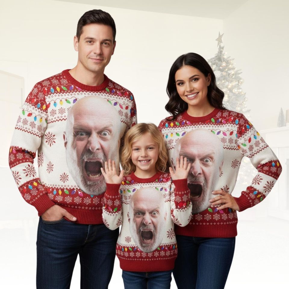 Personalized Christmas Ugly Sweater, Custom Face Holiday