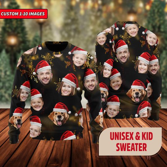 Personalized Christmas Ugly Sweater With Family Face Photo, Funny Custom Dog Cat Pet Xmas - Image 12