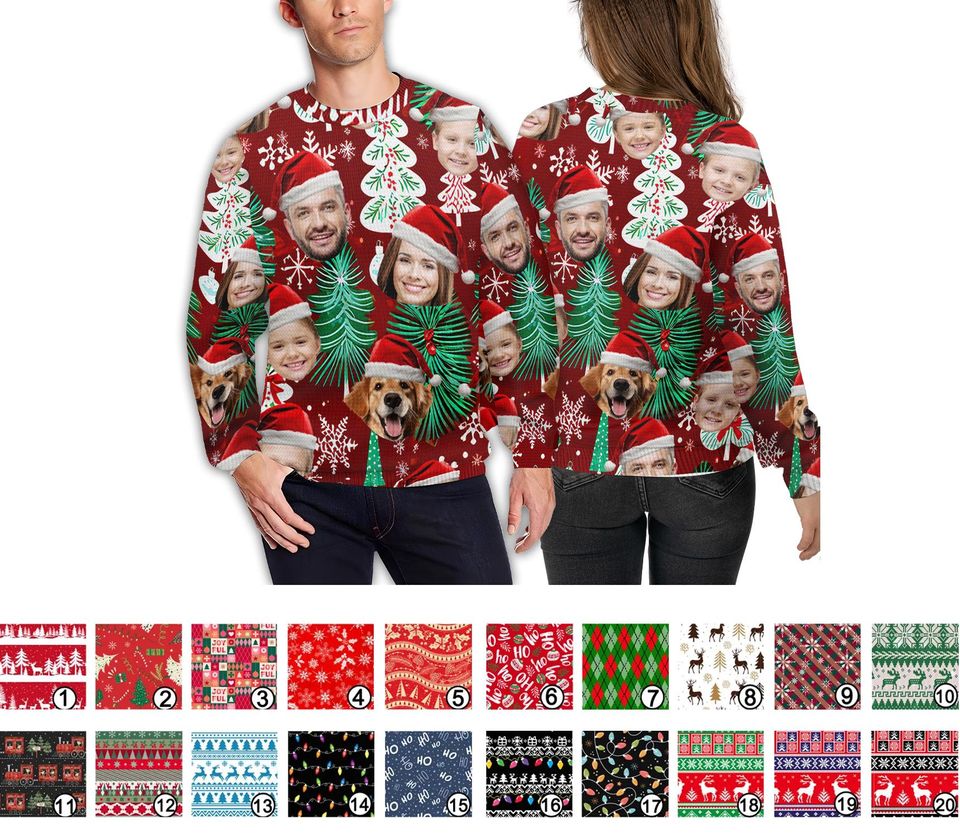 Personalized Christmas Ugly Sweater With Family Face Photo, Funny Custom Dog Cat Pet Xmas - Image 5