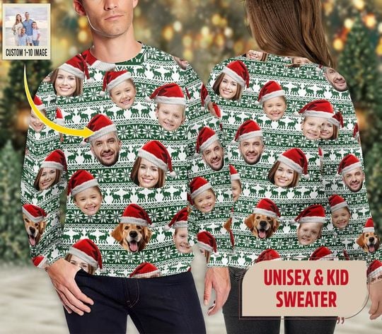 Personalized Christmas With Face Ugly Christmas Sweater, Custom Family Photo - Image 10