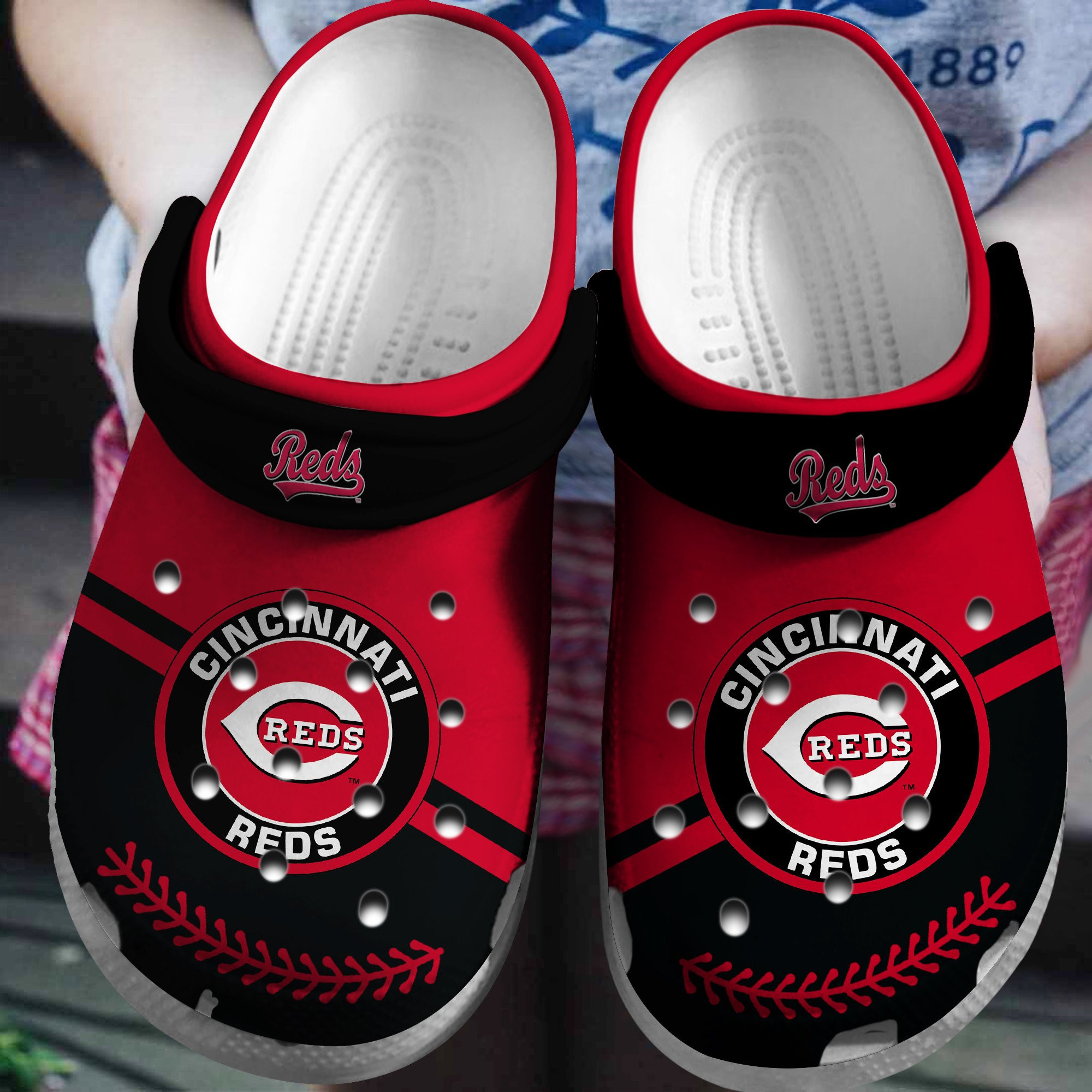 Personalized CinRed Baseball Team Crocs Clog Custom Name Shoes