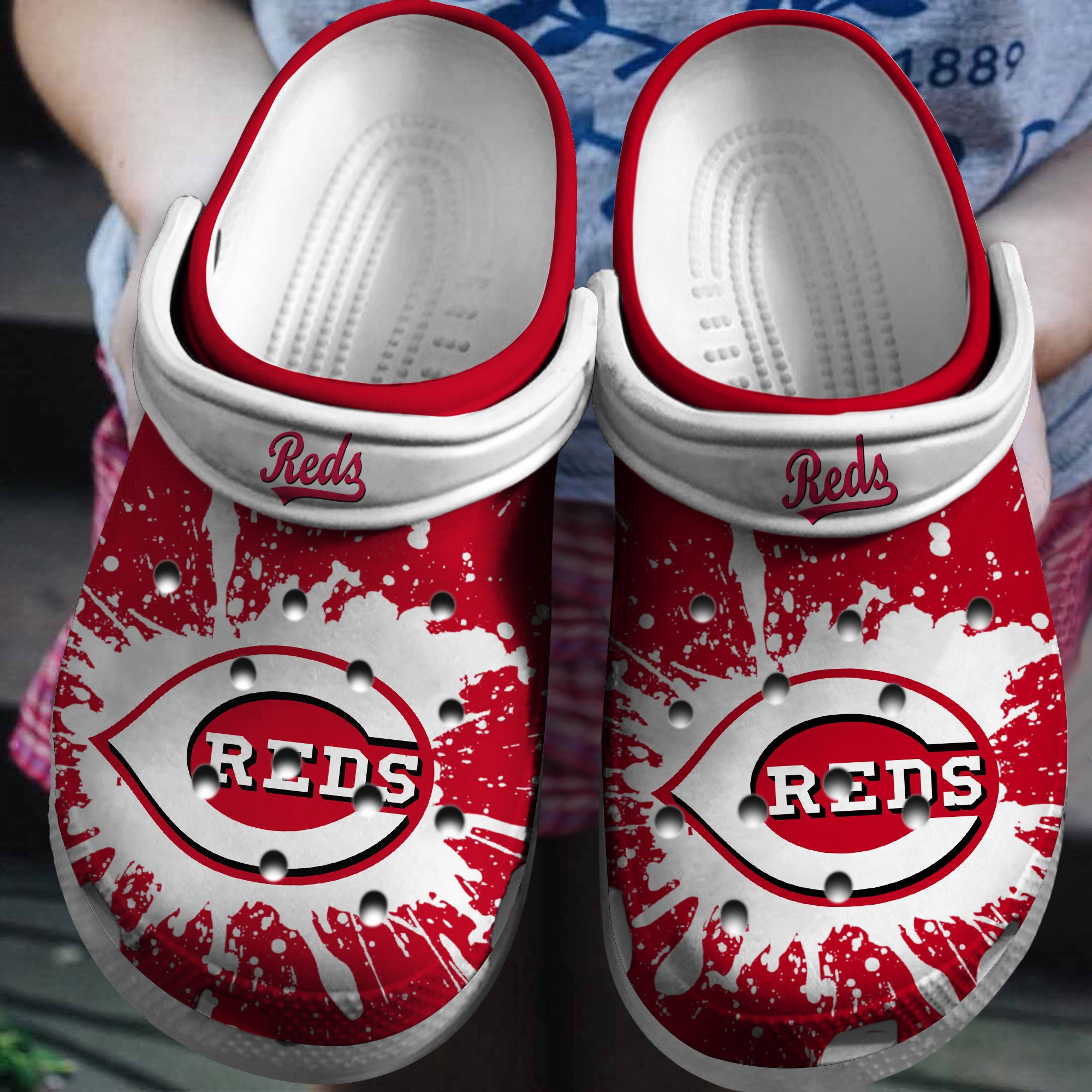 Personalized CinRed Baseball Team Crocs Clog Custom Name Shoes