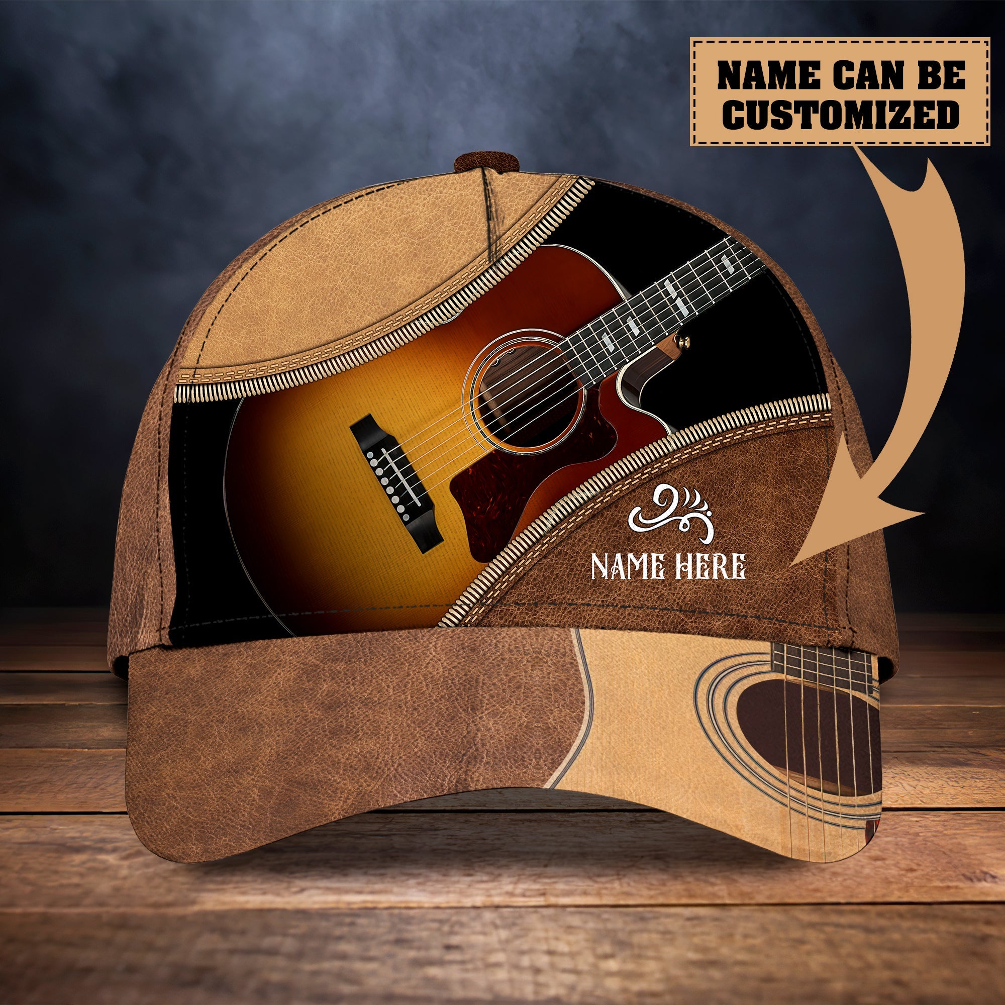 Personalized Classic Guitar Cap - Custom Name Option Trucker Hats Custom Hats Gifts For Men & Women