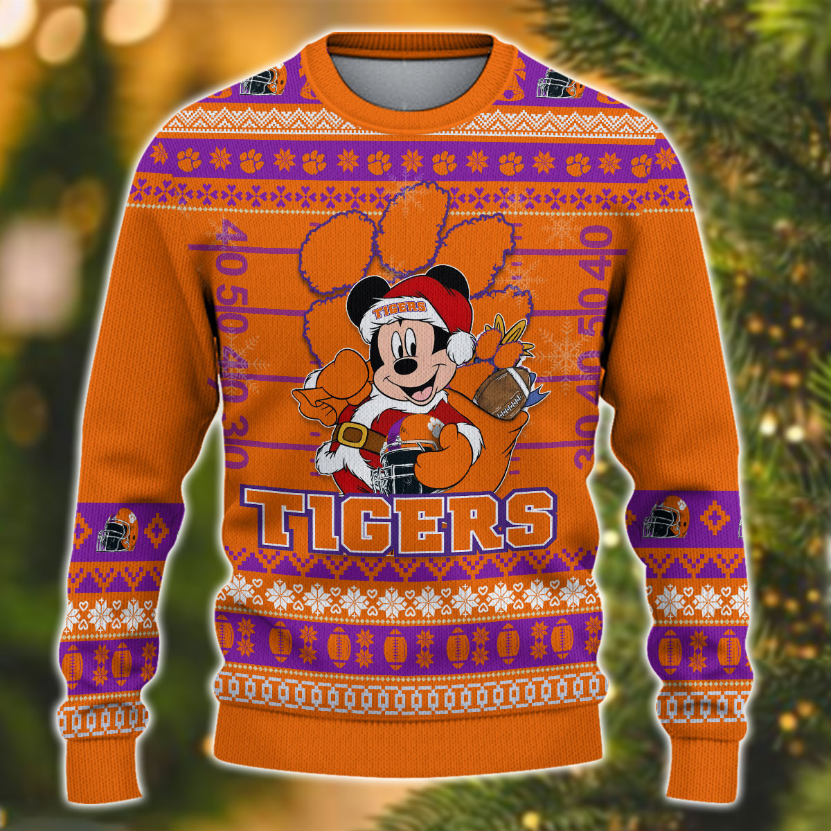 Personalized Clemson Tigers Mickey Ugly Christmas Sweater Adult 3D Funny Matching for family - Image 2