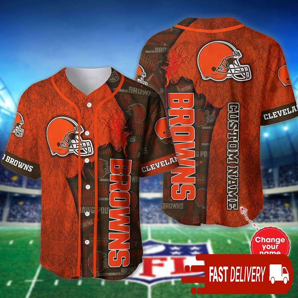 Personalized Cleveland Browns Baseball Jersey Shirt NLF Gifts For Fans