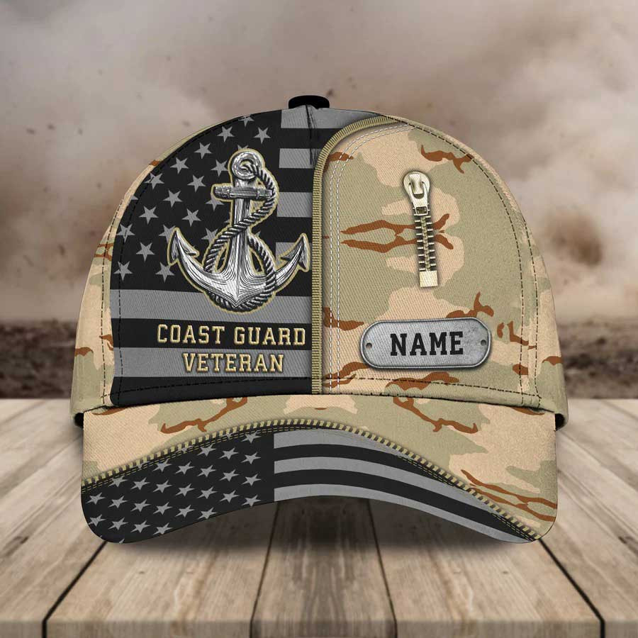 Personalized Coast Guard Classic Cap for Veteran, Camo Coast Guard Hat for Son, Dad Trucker Hats Custom Hats Gifts For Men & Women
