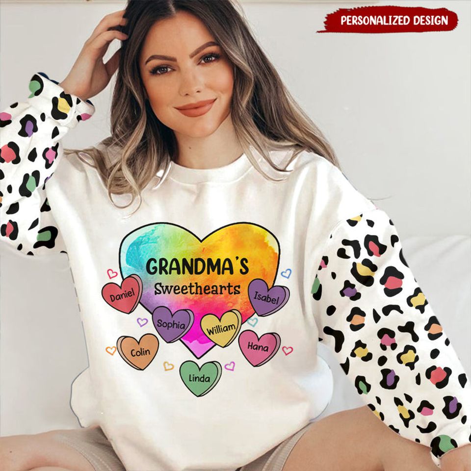 Personalized Colorful Leopard Pattern Grandma Mom's Sweetheart Kids 3D Sweatshirt