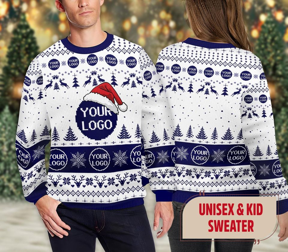 Personalized Company Logo Ugly Sweater, Custom Logo Team Ugly Sweater, Custom Photo Xmas Party Shirt, Christmas Holiday Sweatshirt