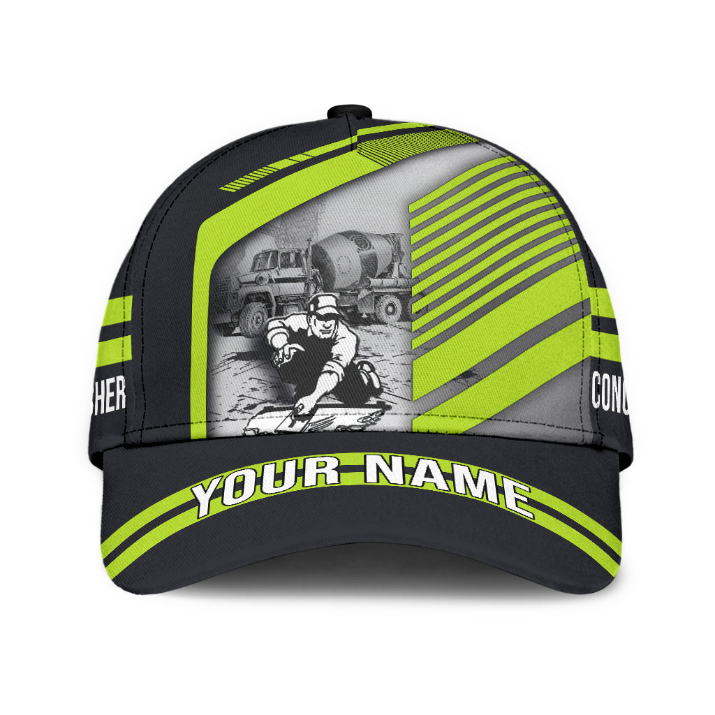 Personalized Concrete Finisher With Poured Concrete Classic Hat Baseball Cap For Men And Women, Concrete Cap Hat Trucker Hats Custom Hats Gifts For Men & Women
