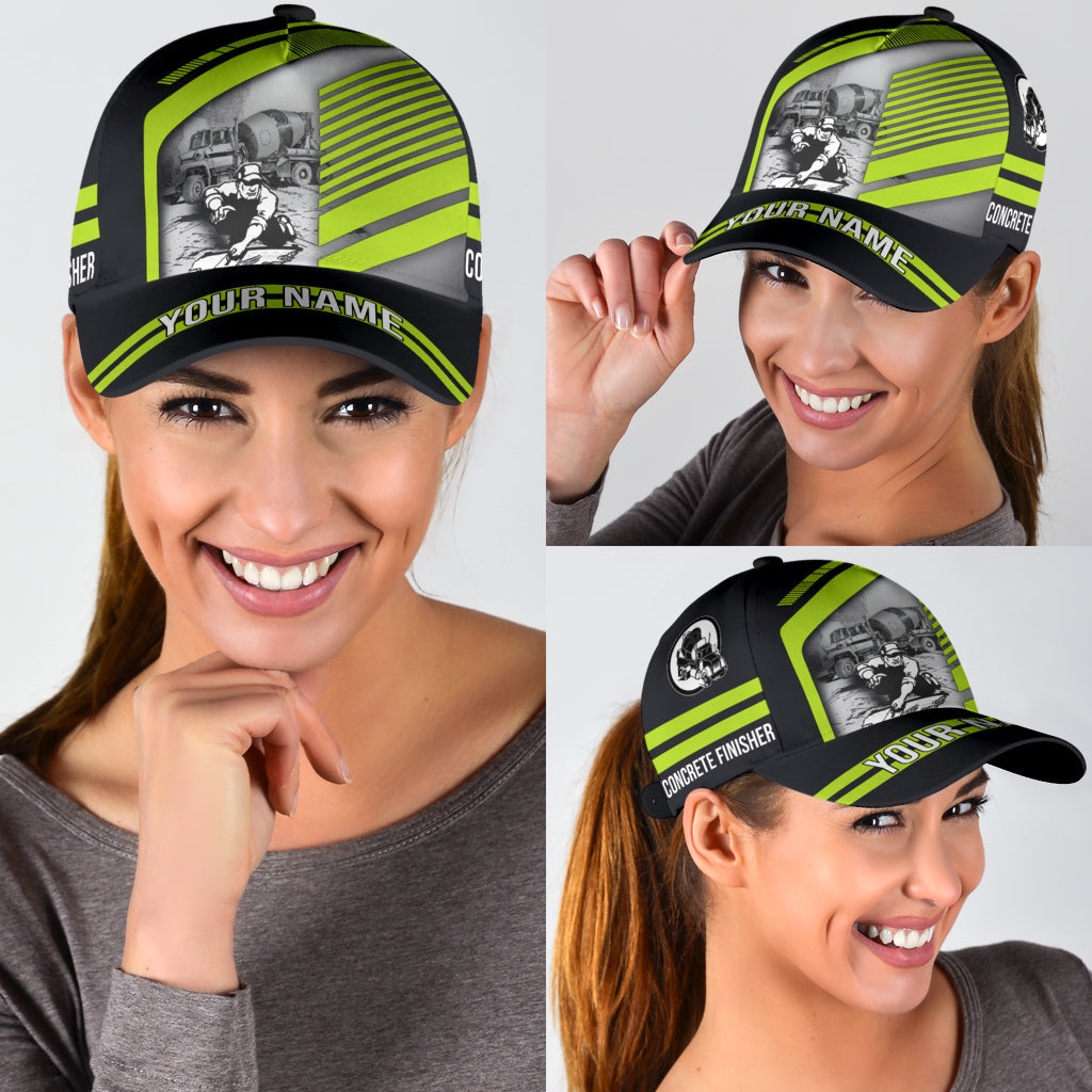 Personalized Concrete Finisher With Poured Concrete Classic Hat Baseball Cap For Men And Women, Concrete Cap Hat Trucker Hats Custom Hats Gifts For Men & Women