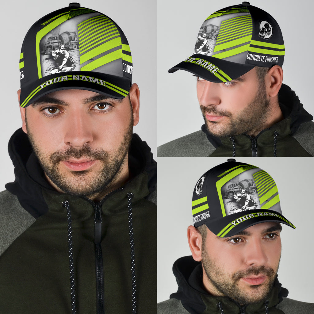 Personalized Concrete Finisher With Poured Concrete Classic Hat Baseball Cap For Men And Women, Concrete Cap Hat Trucker Hats Custom Hats Gifts For Men & Women
