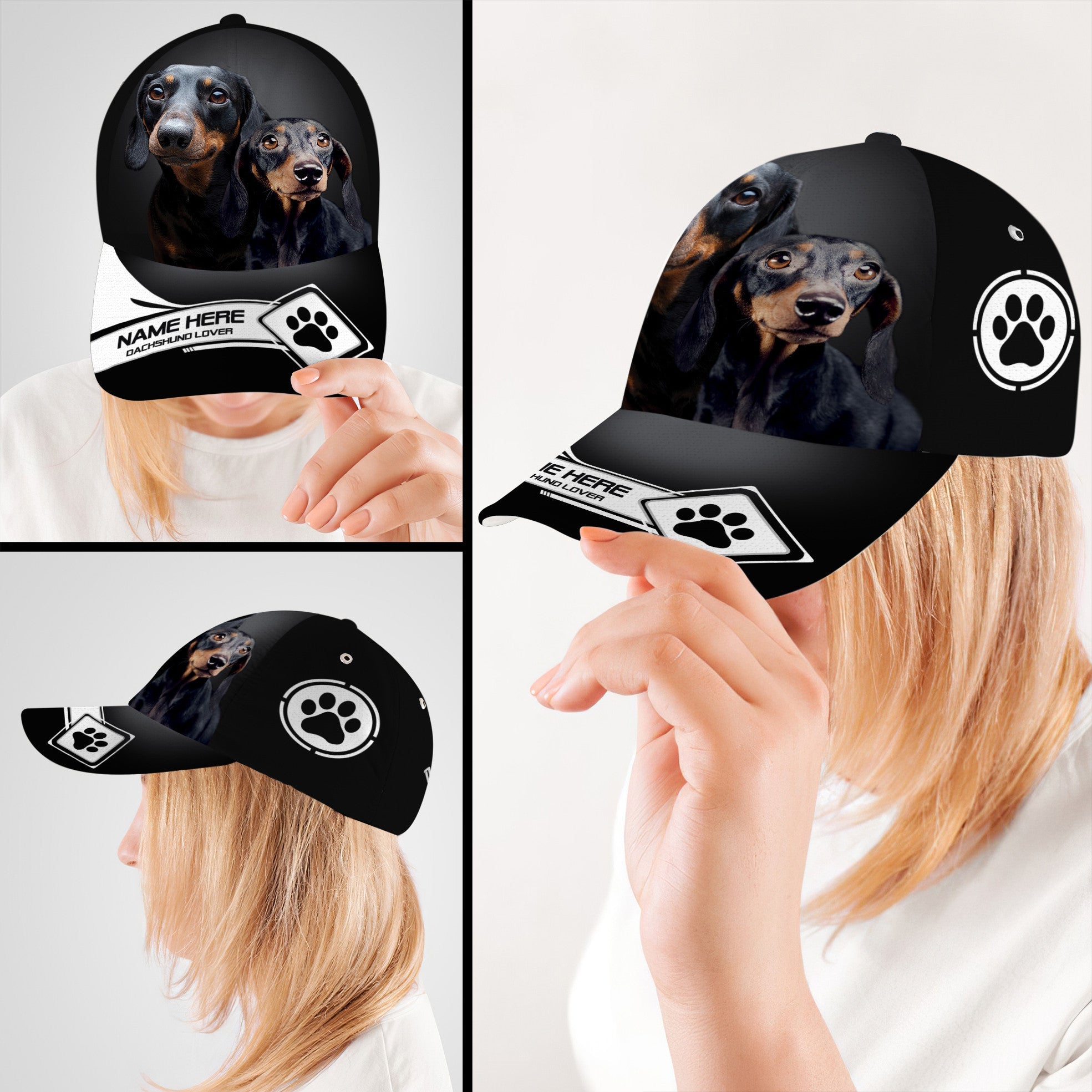 Personalized Cool Dachshund Dog Hat Classic Cap Trucker Hats Custom Hats Gifts For Men & Women