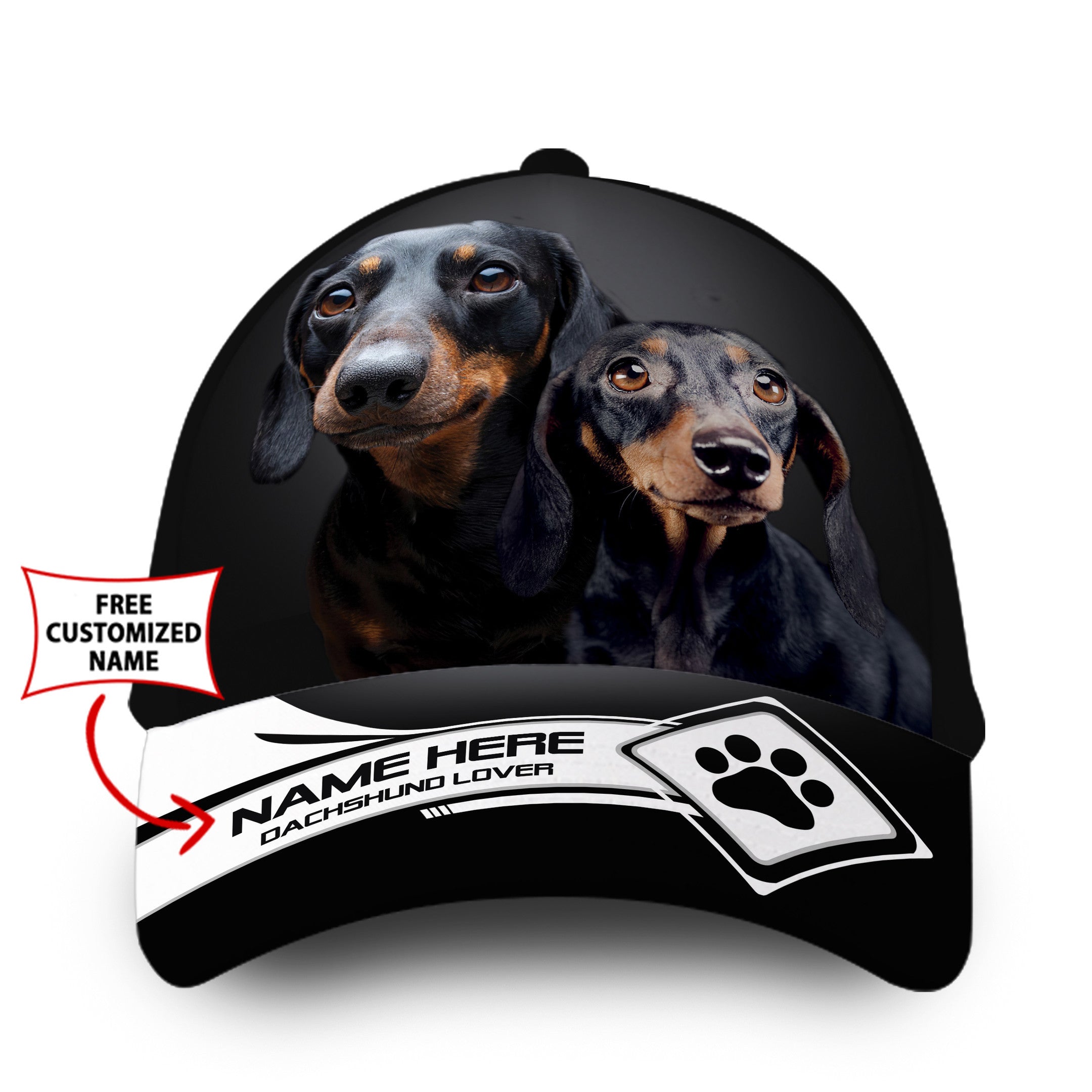 Personalized Cool Dachshund Dog Hat Classic Cap Trucker Hats Custom Hats Gifts For Men & Women