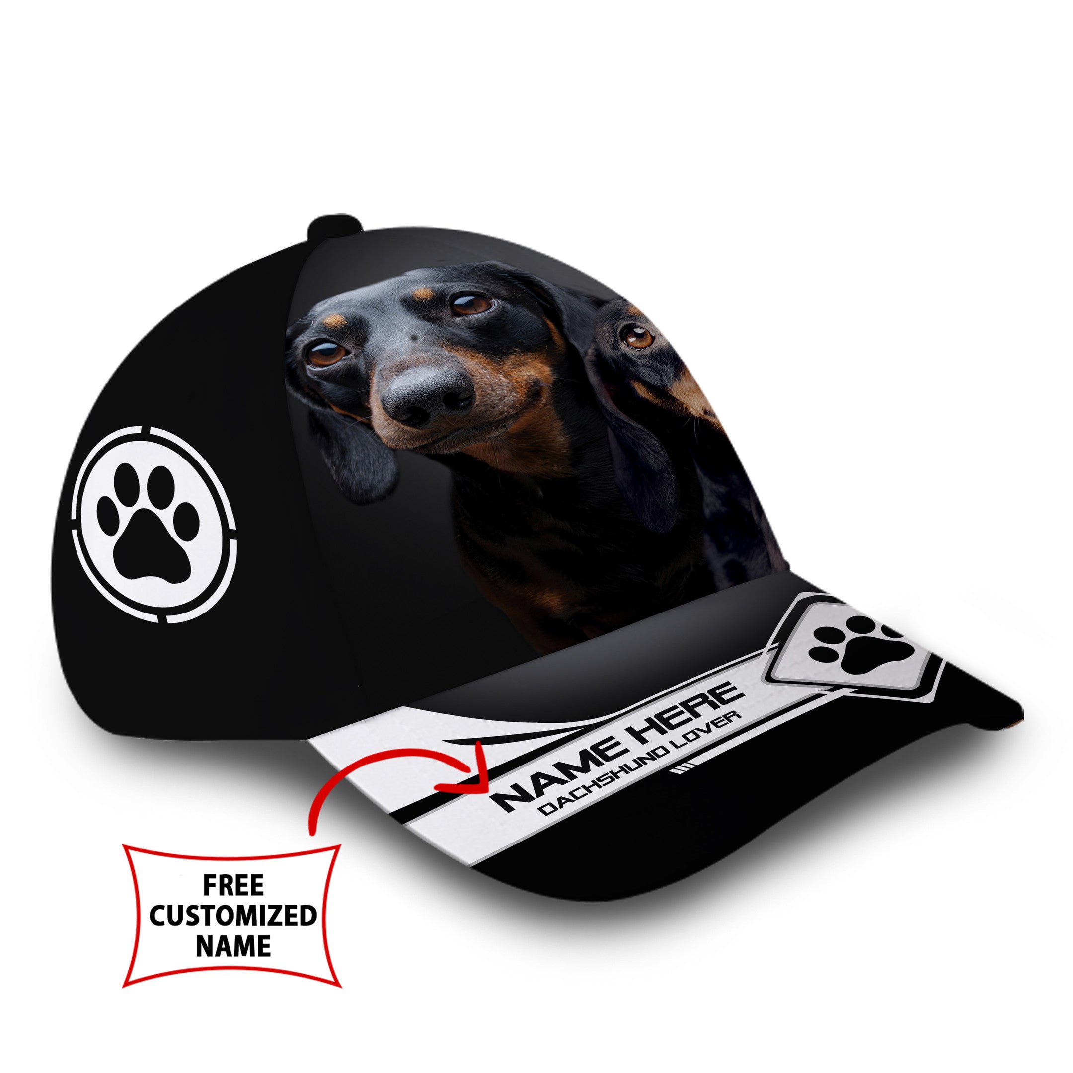Personalized Cool Dachshund Dog Hat Classic Cap Trucker Hats Custom Hats Gifts For Men & Women