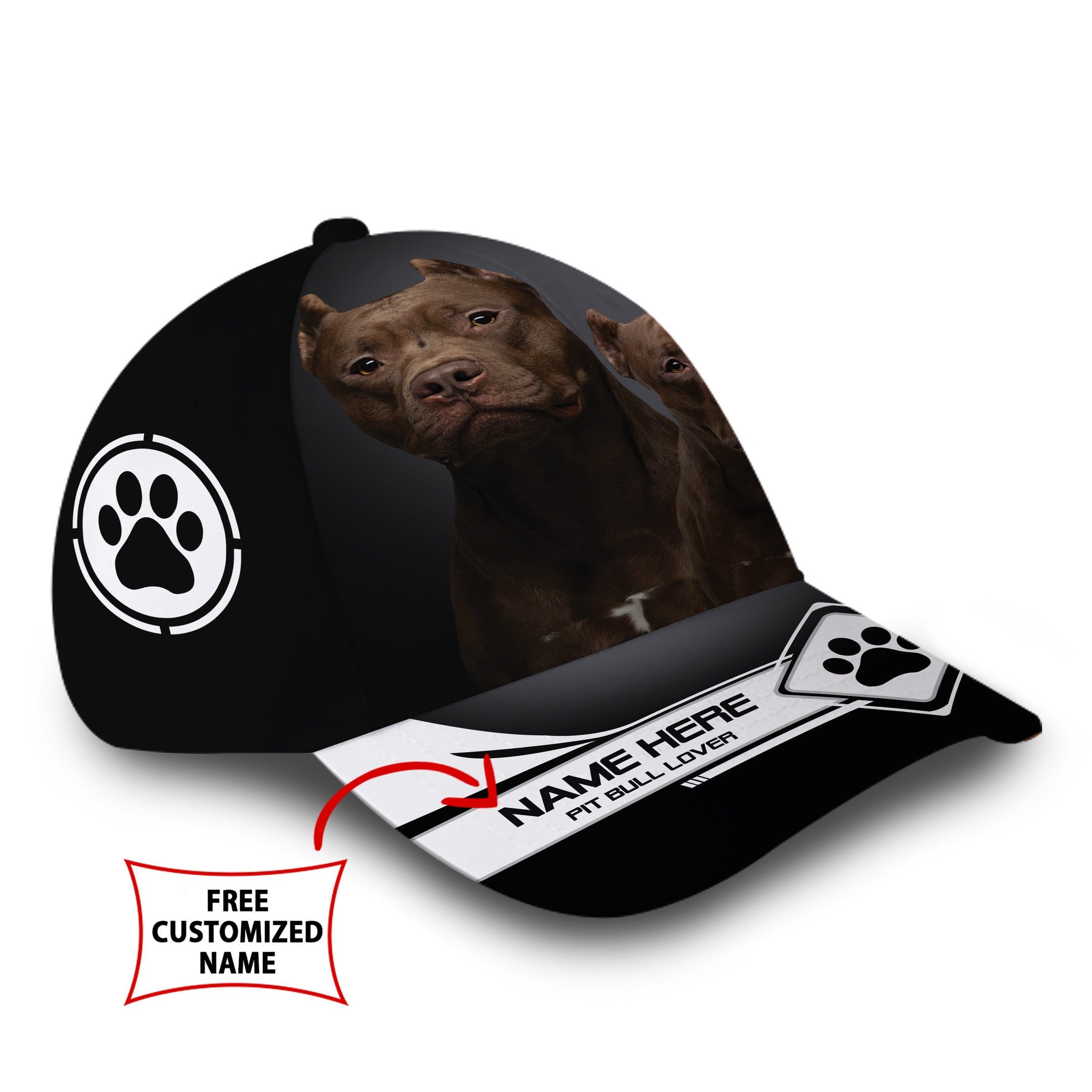 Personalized Cool PitBull Dog Hat Classic Cap Trucker Hats Custom Hats Gifts For Men & Women
