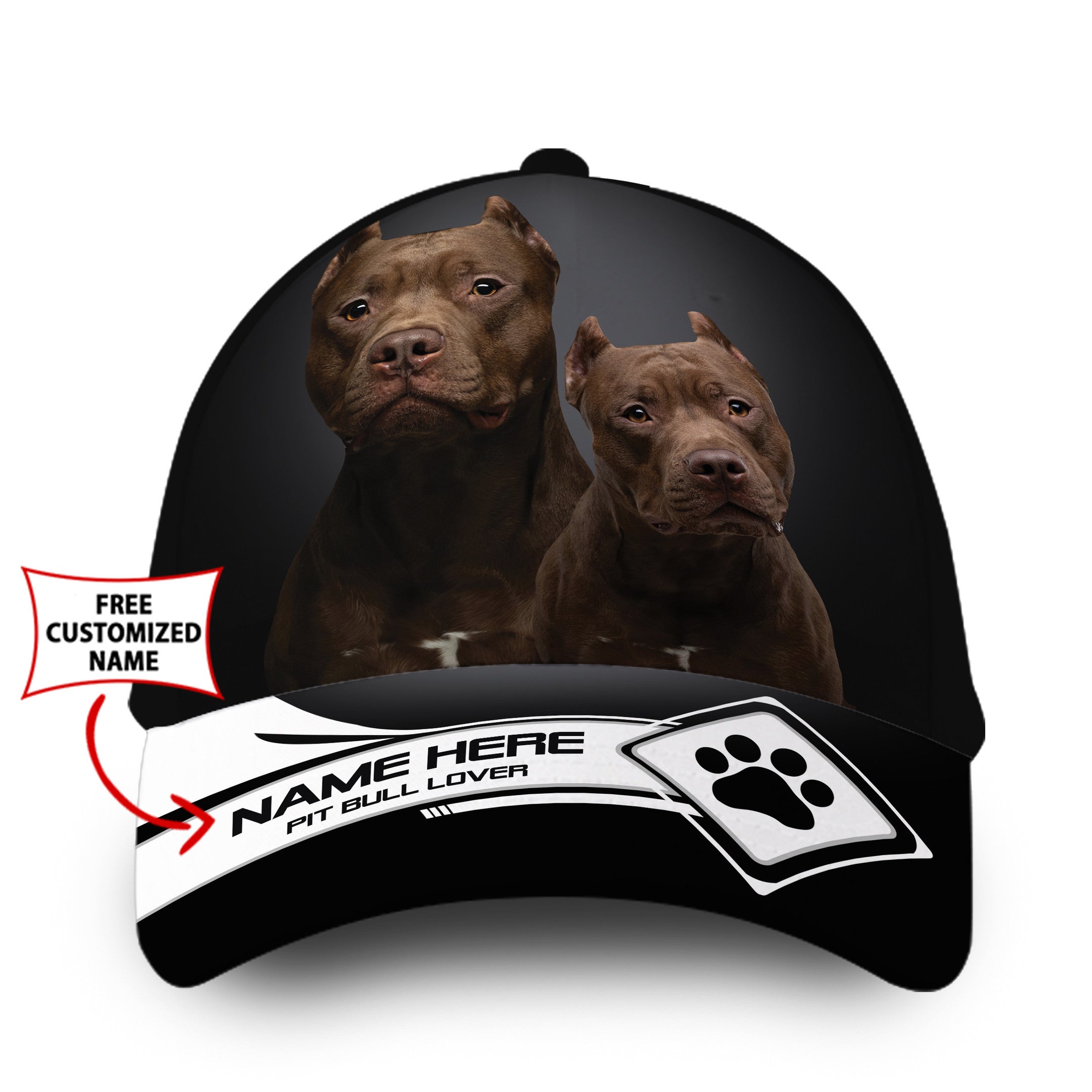 Personalized Cool PitBull Dog Hat Classic Cap Trucker Hats Custom Hats Gifts For Men & Women