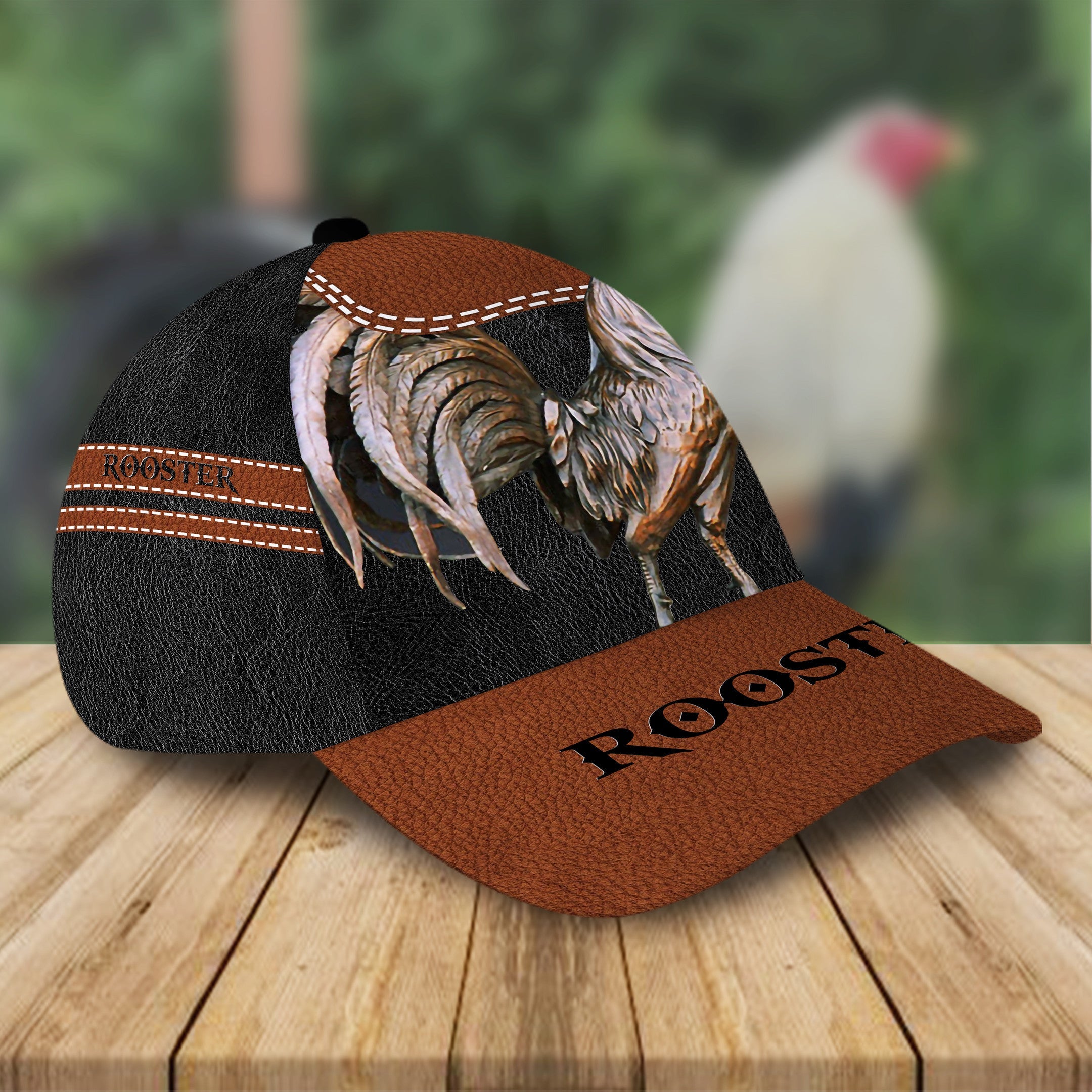 Personalized Cool Rooster Leather Hat Classic Cap MT107079Pb Trucker Hats Custom Hats Gifts For Men & Women