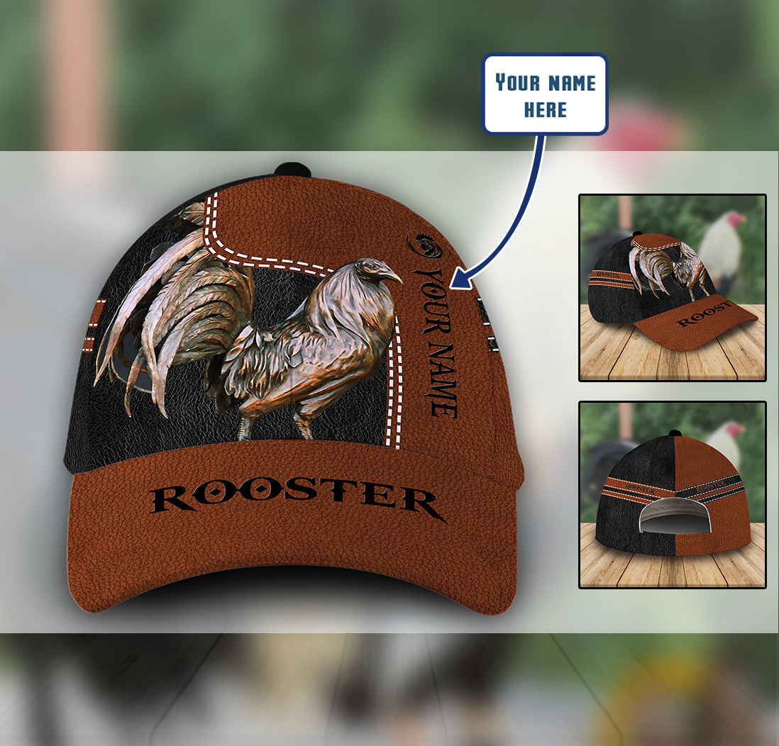 Personalized Cool Rooster Leather Hat Classic Cap MT107079Pb Trucker Hats Custom Hats Gifts For Men & Women