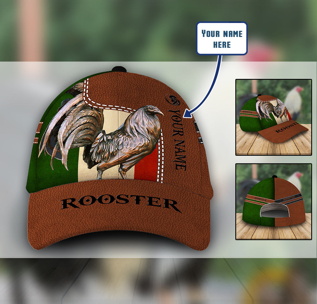 Personalized Cool Rooster Leather Hat Classic Cap MT107080Pb Trucker Hats Custom Hats Gifts For Men & Women