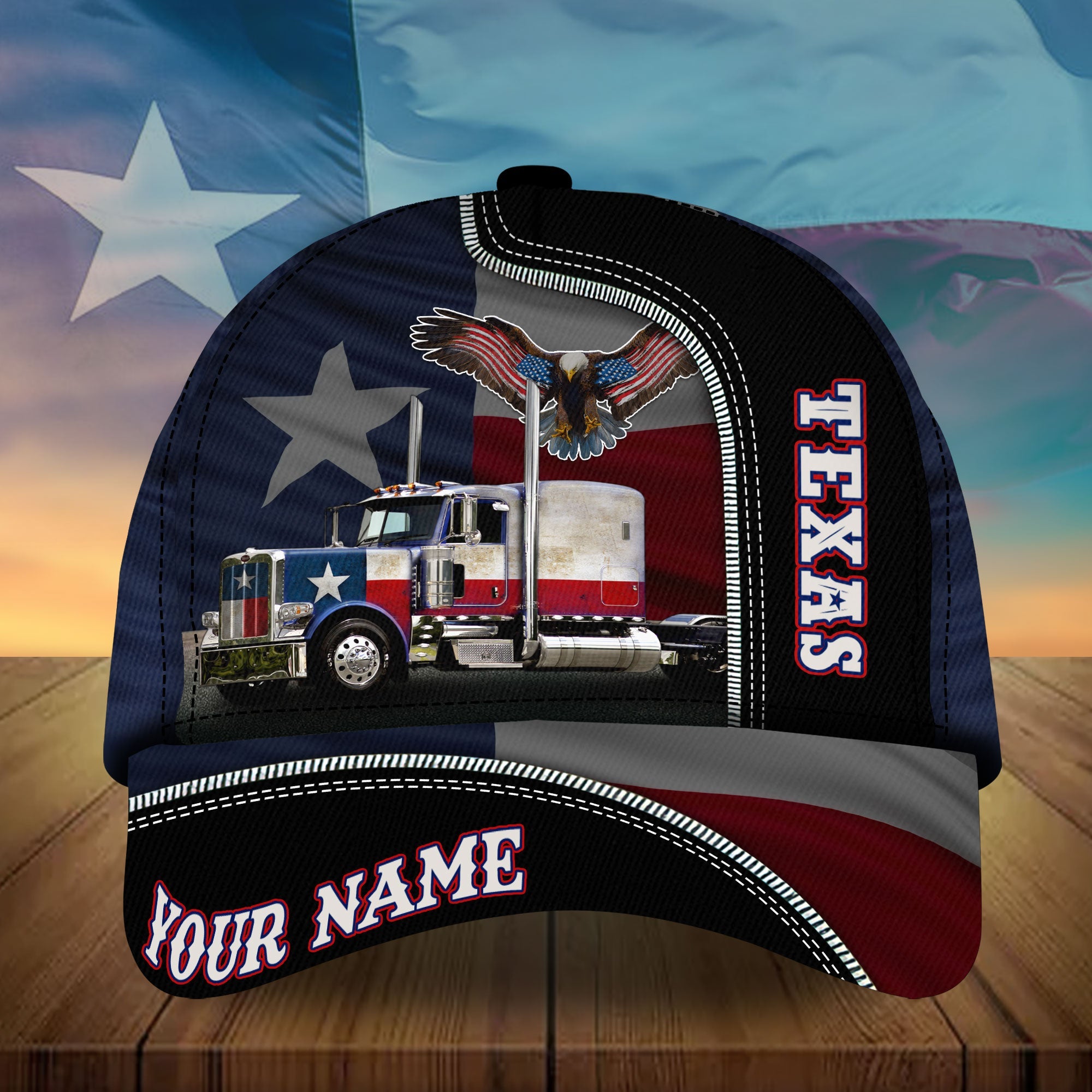 Personalized Cool Texas Truck Driver Cross Eagle Cap Trucker Hats Custom Hats Gifts For Men & Women