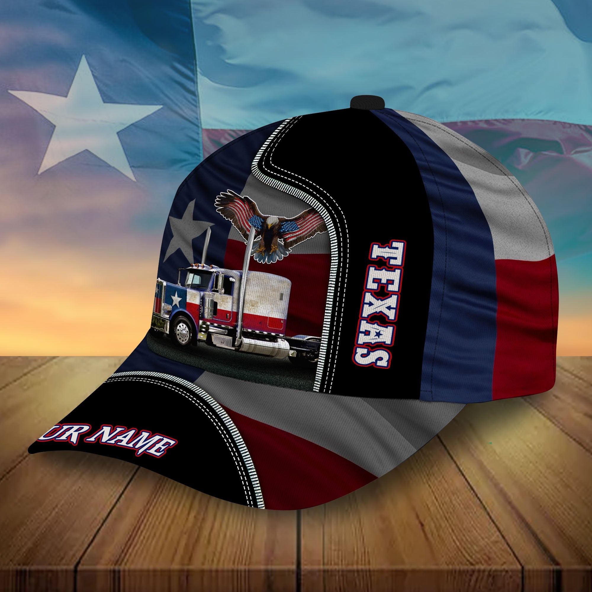 Personalized Cool Texas Truck Driver Cross Eagle Cap Trucker Hats Custom Hats Gifts For Men & Women