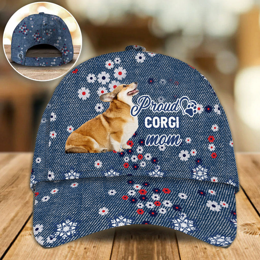 Personalized Corgi Proud Mom Baseball Cap Hat, Custom Cap Hat With Pet Photo Image Trucker Hats Custom Hats Gifts For Men & Women