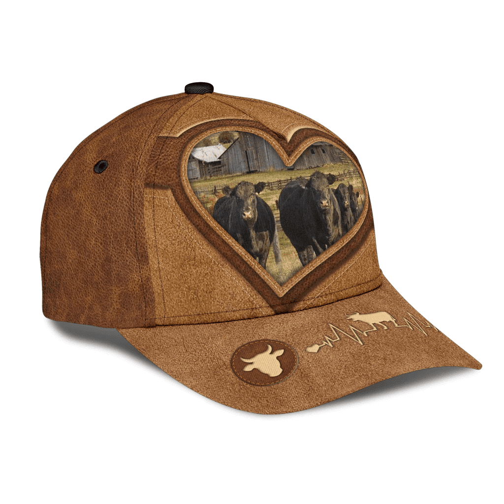 Personalized Cow Cap for Farmer, Cow Hat for Dad and Mom Heart Shape 3D Cap for Husband Trucker Hats Custom Hats Gifts For Men & Women