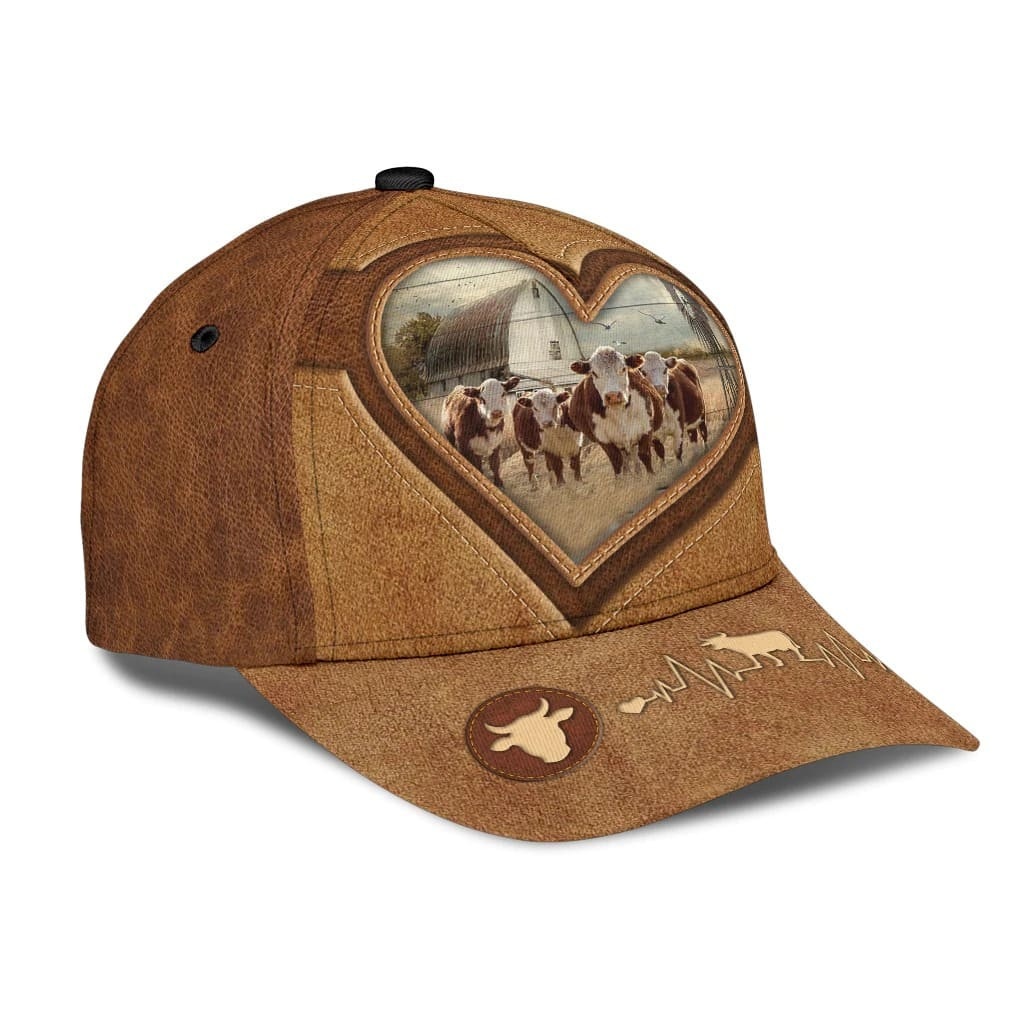 Personalized Cow Cap for Farmer, Cow Hat for Dad and Mom Heart Shape 3D Cap for Husband Trucker Hats Custom Hats Gifts For Men & Women