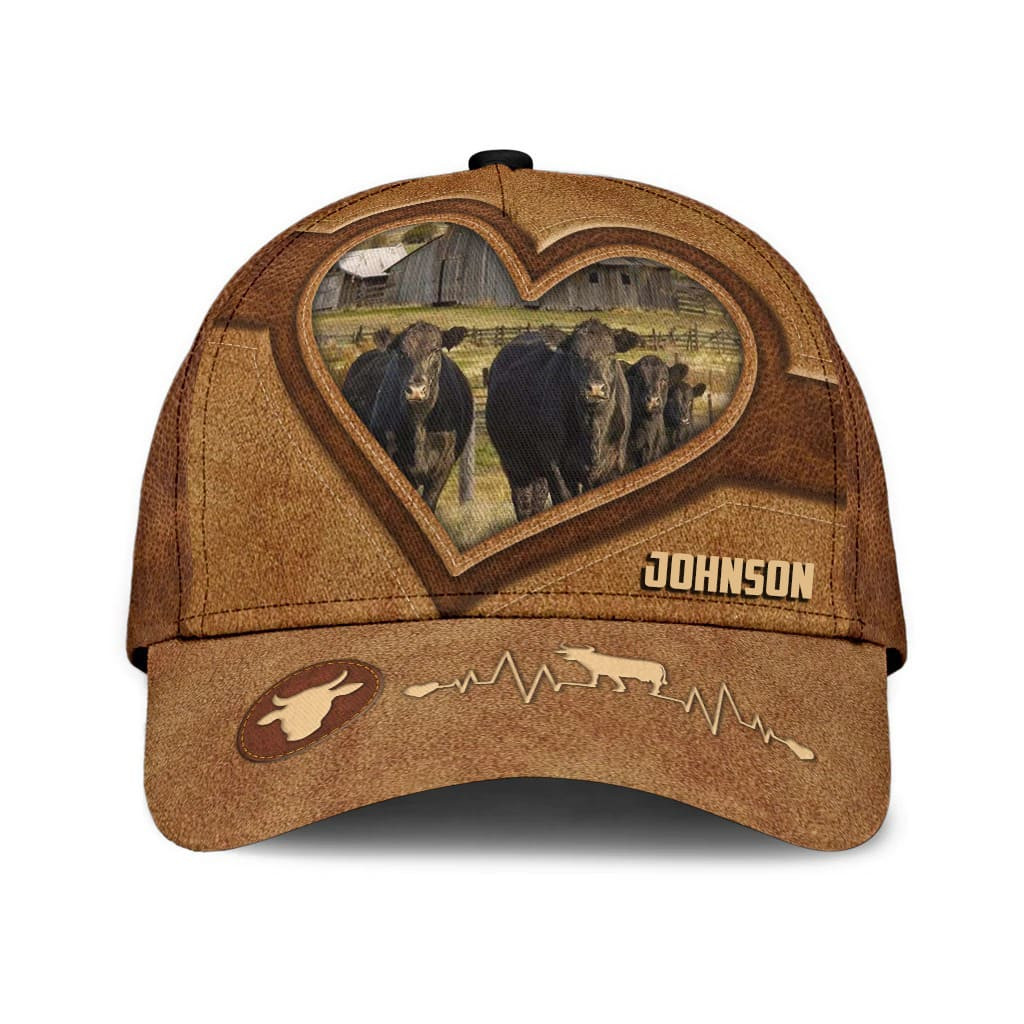 Personalized Cow Cap for Farmer, Cow Hat for Dad and Mom Heart Shape 3D Cap for Husband Trucker Hats Custom Hats Gifts For Men & Women