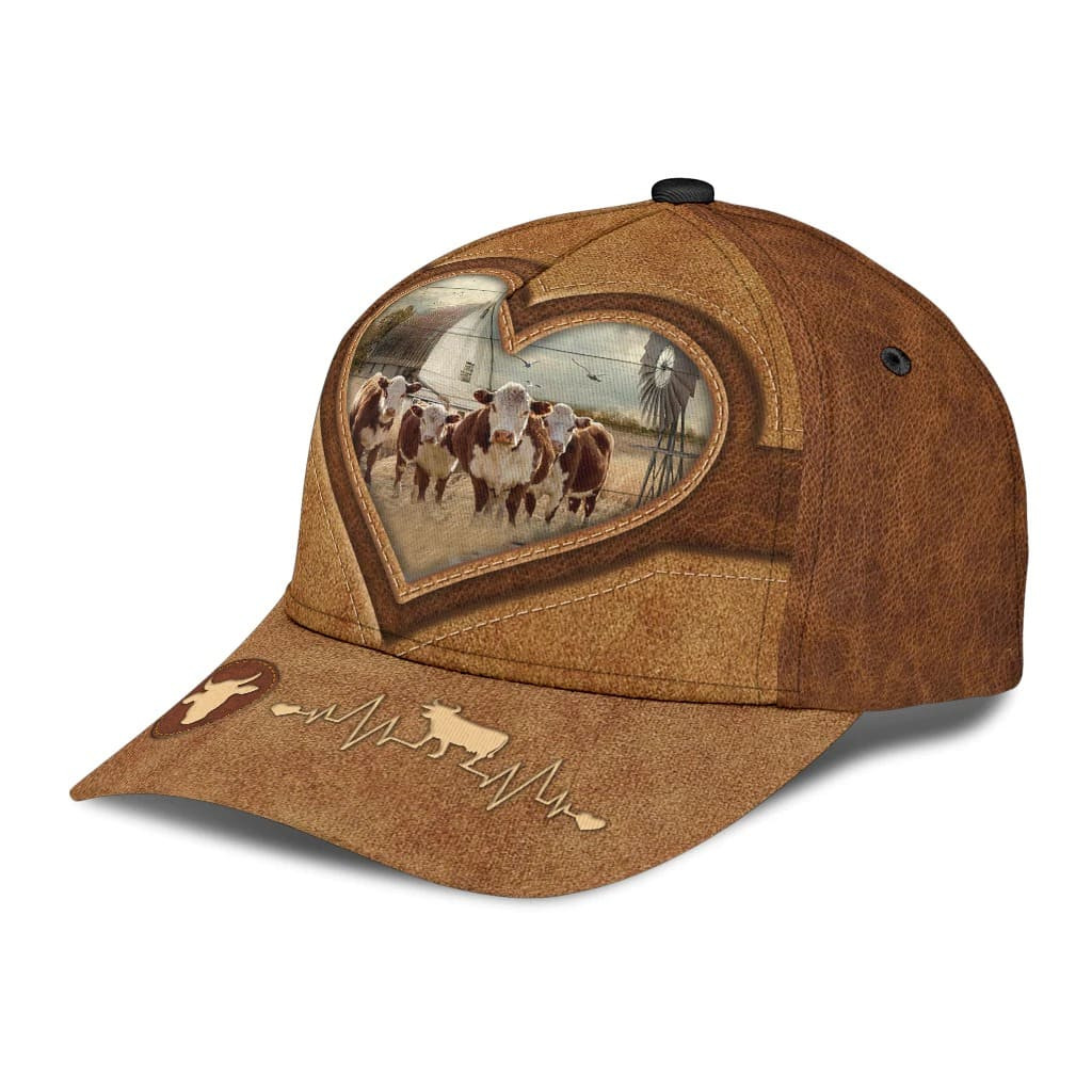 Personalized Cow Cap for Farmer, Cow Hat for Dad and Mom Heart Shape 3D Cap for Husband Trucker Hats Custom Hats Gifts For Men & Women