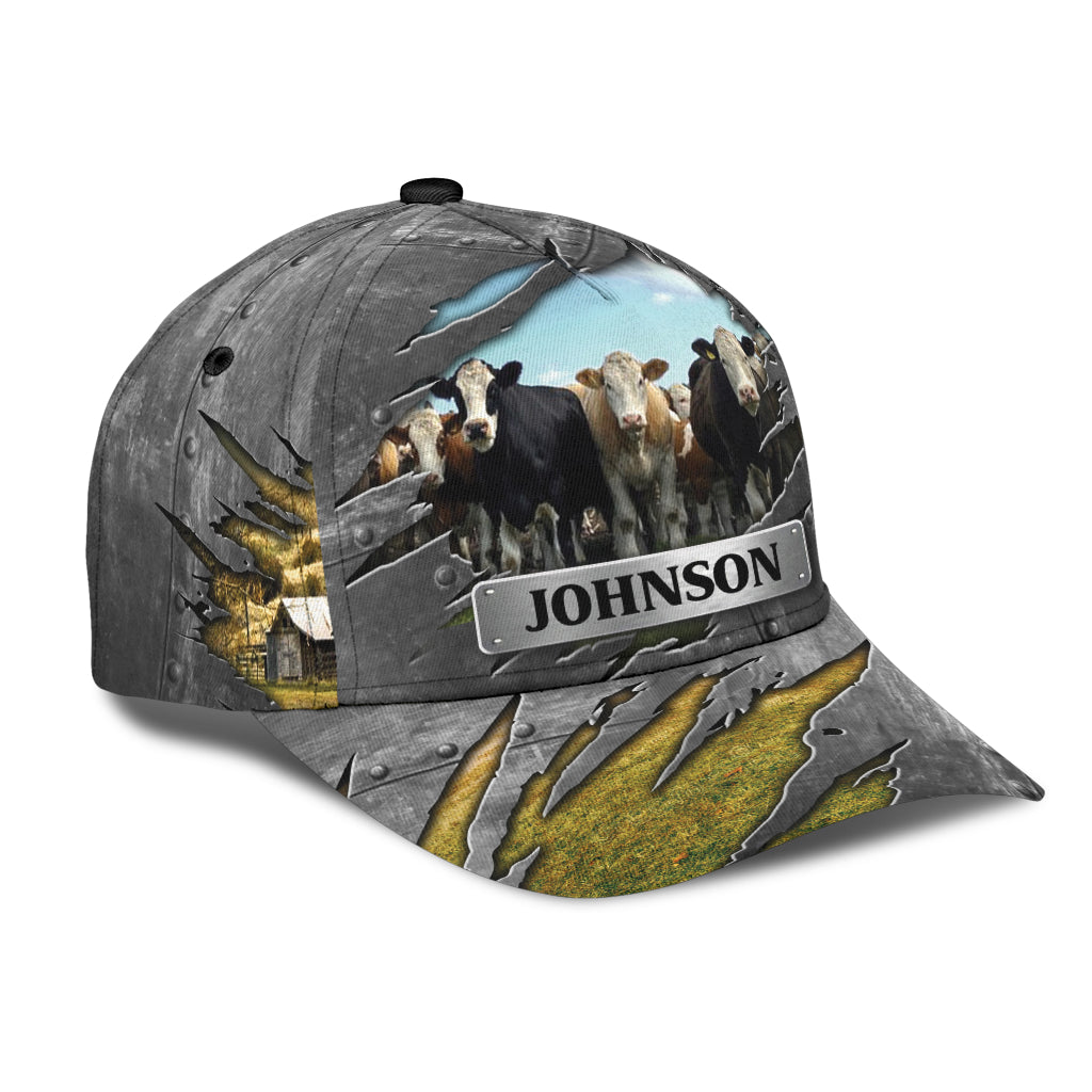 Personalized Cow Classic Cap, Personalized Gift for Farmers, Cow Lovers, Chicken Lovers Trucker Hats Custom Hats Gifts For Men & Women