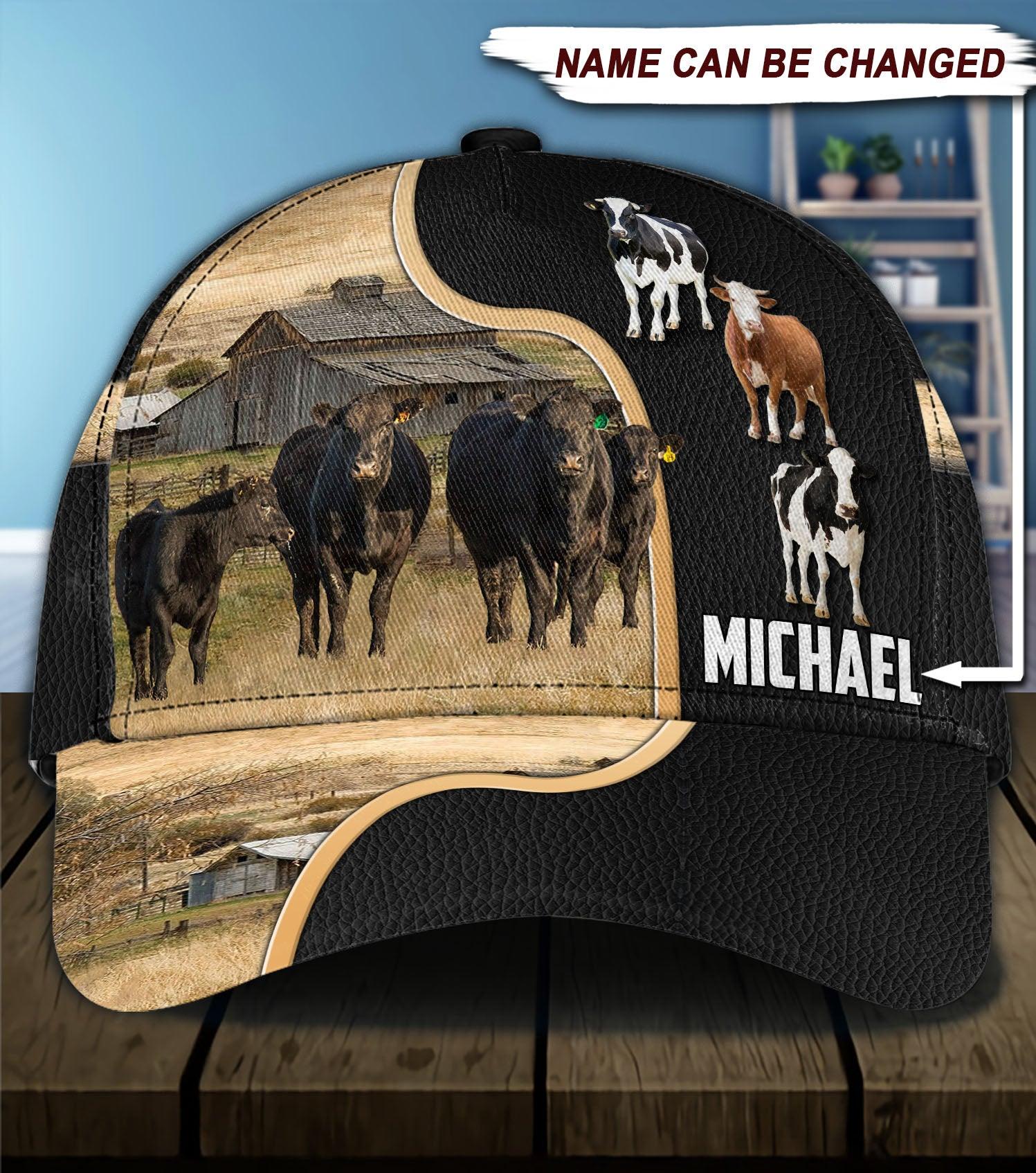 Personalized Cow Classic Cap, Personalized Gift for Farmers, Cow Lovers, Chicken Lovers Trucker Hats Custom Hats Gifts For Men & Women