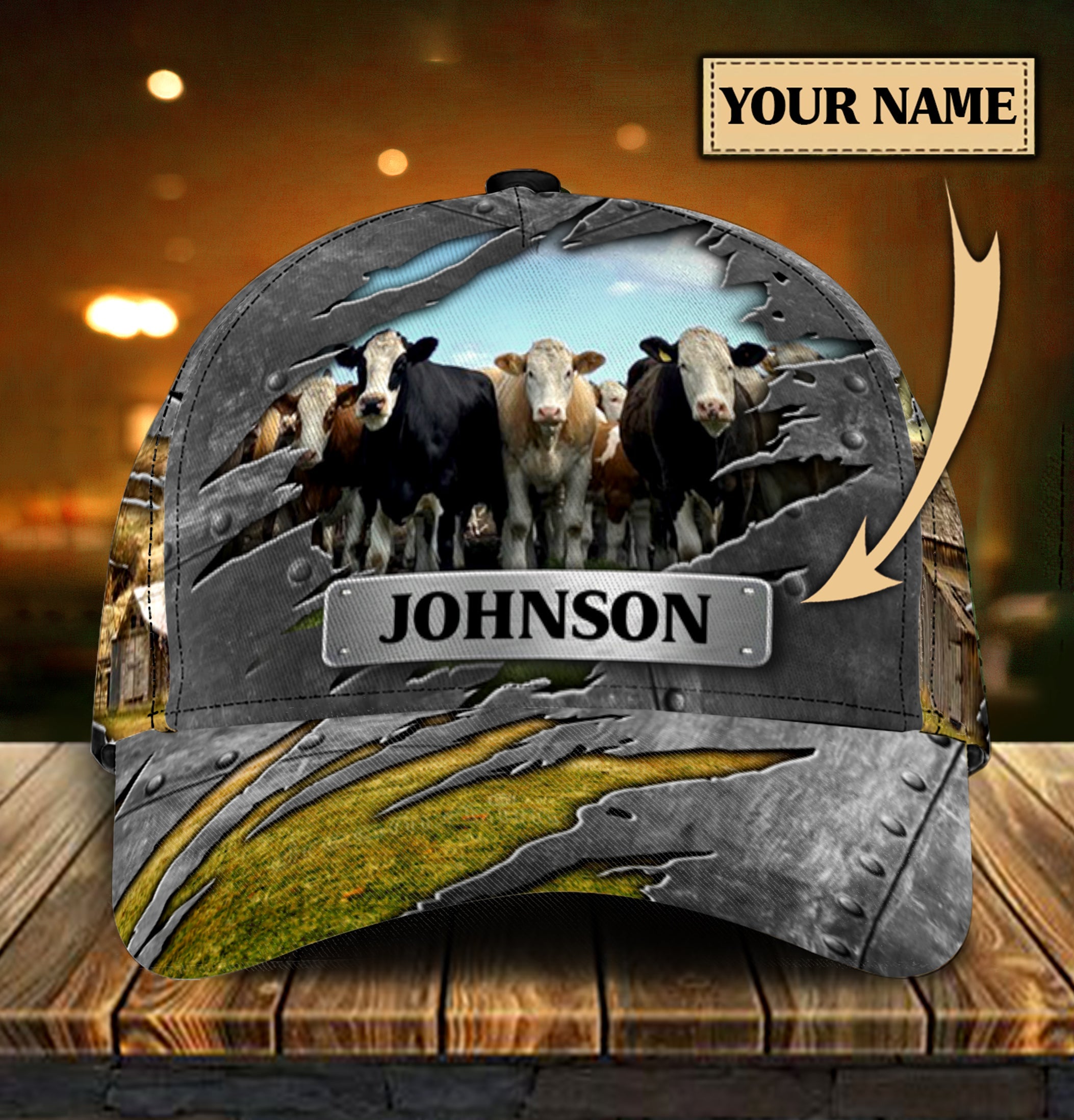 Personalized Cow Classic Cap, Personalized Gift for Farmers, Cow Lovers, Chicken Lovers Trucker Hats Custom Hats Gifts For Men & Women