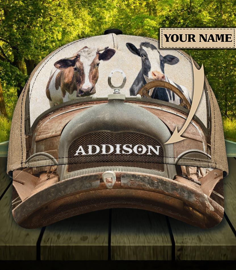 Personalized Cow Classic Cap, Personalized Gift for Farmers, Cow Lovers, Chicken Lovers Trucker Hats Custom Hats Gifts For Men & Women