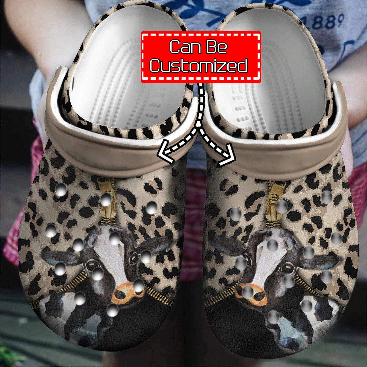 Personalized Cow Leopard Pattern clog Shoes Animal