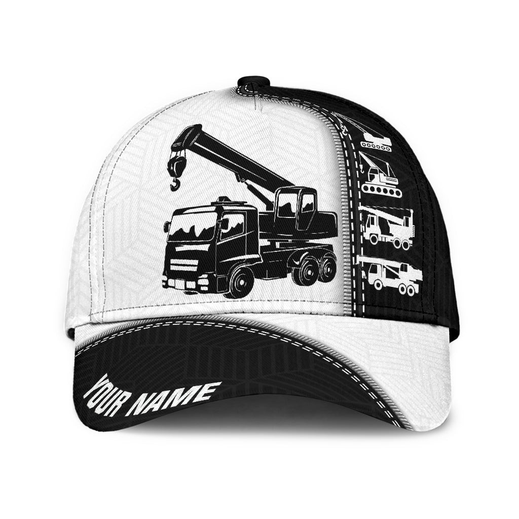 Personalized Crane Excavator Hat for Crane Driver, Crane 3D Classic Cap for Men, Dad , Husband Trucker Hats Custom Hats Gifts For Men & Women
