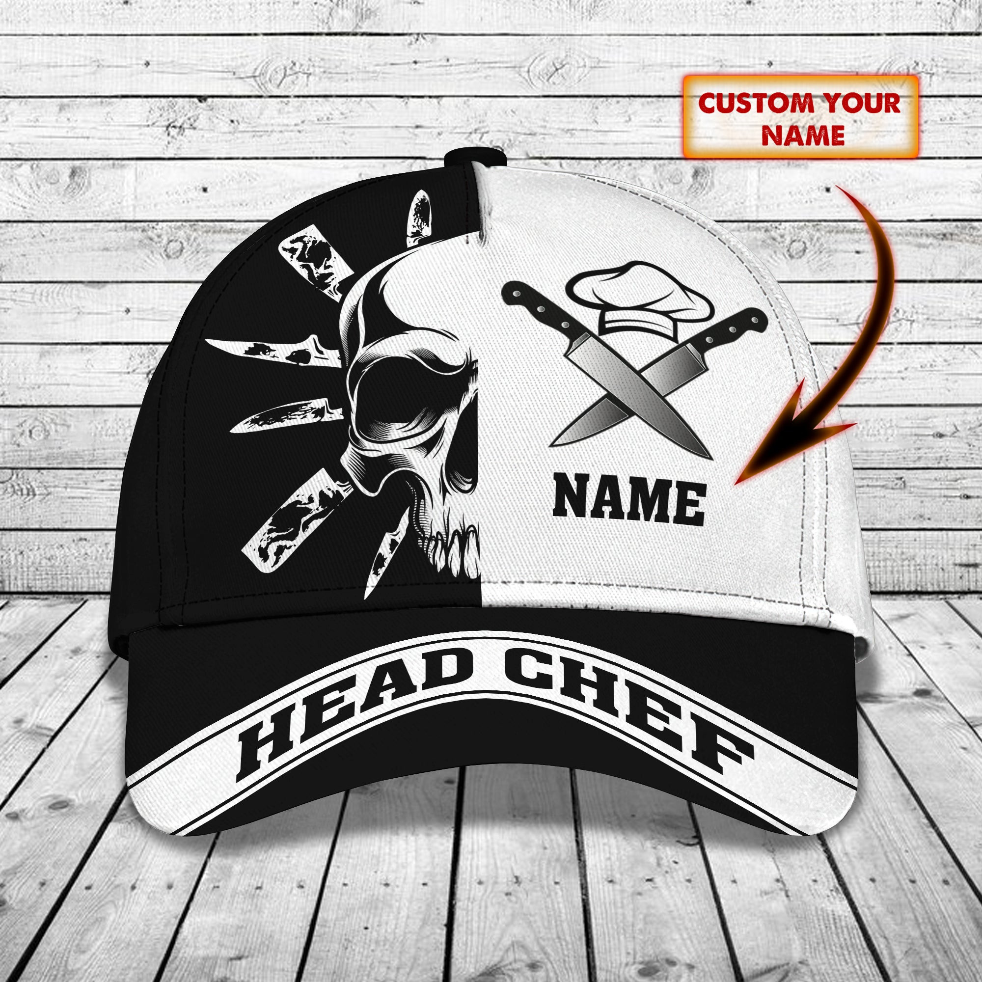 Personalized Custom Classic Cap - Chef & Skull Design Trucker Hats Custom Hats Gifts For Men & Women
