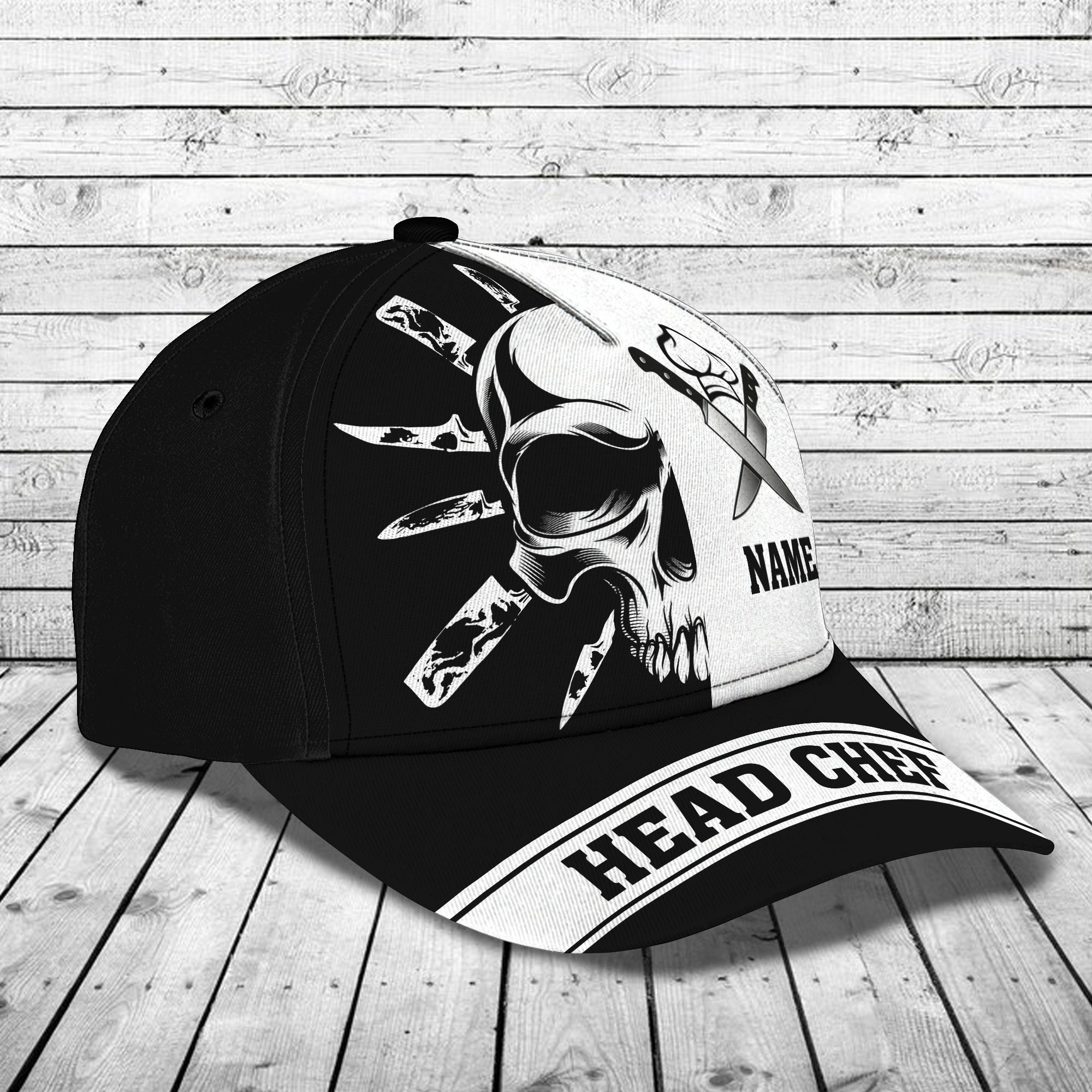 Personalized Custom Classic Cap - Chef & Skull Design Trucker Hats Custom Hats Gifts For Men & Women