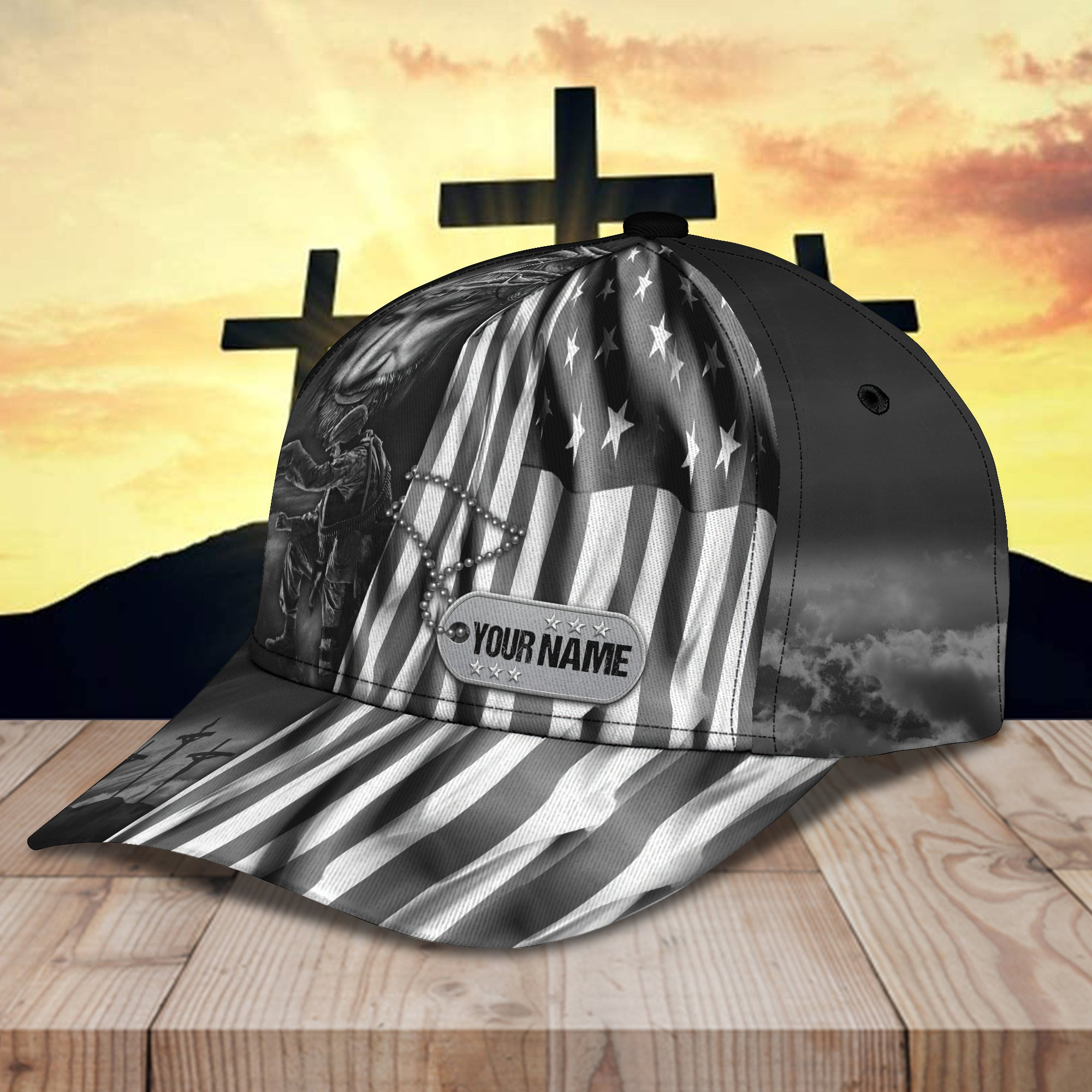 Personalized Custom Classic Cap - Jesus And Veteran Design Trucker Hats Custom Hats Gifts For Men & Women