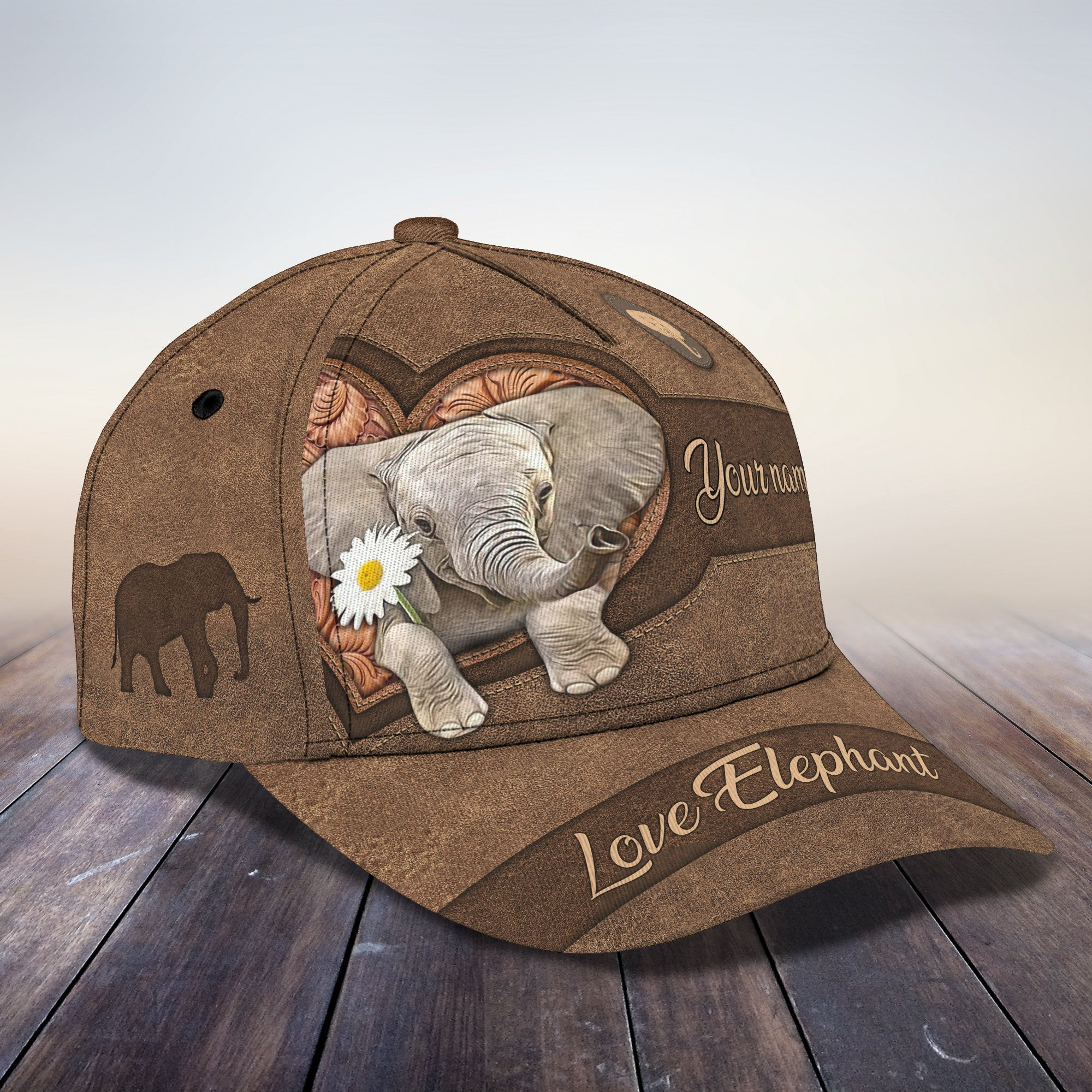 Personalized Custom Classic Cap - Love Elephant Theme Trucker Hats Custom Hats Gifts For Men & Women