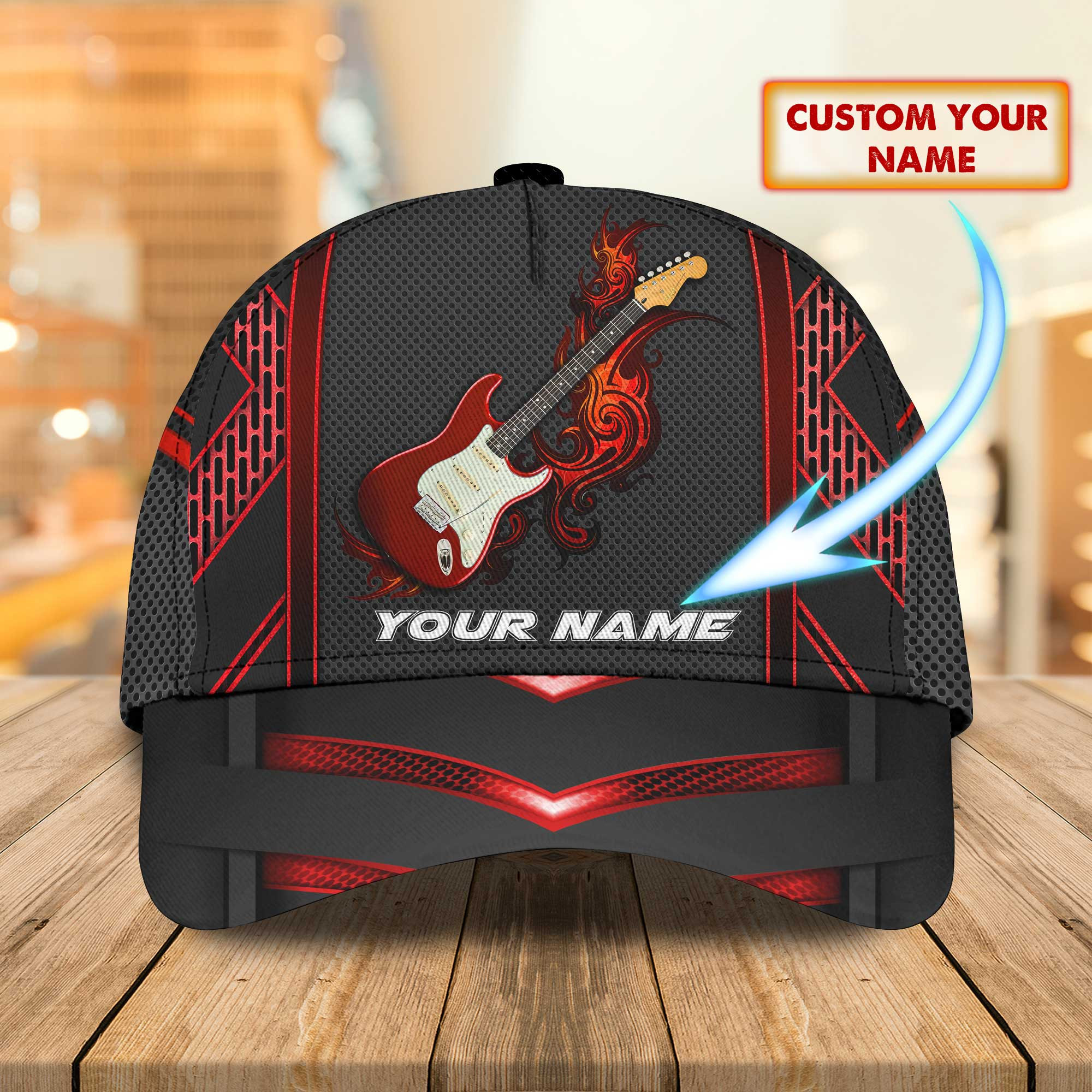 Personalized Custom Classic Guitar Bass Cap Trucker Hats Custom Hats Gifts For Men & Women
