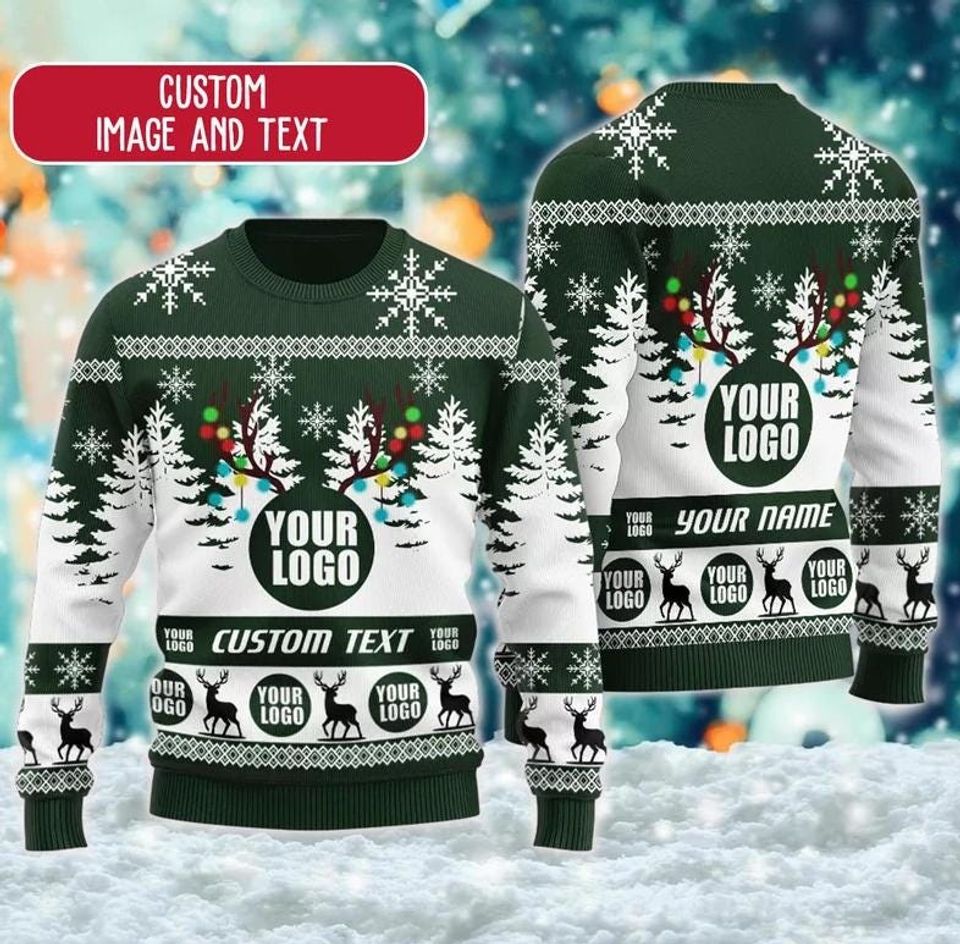 Personalized Custom Logo 3D Ugly Christmas Sweater, Custom Company Logo - Image 5