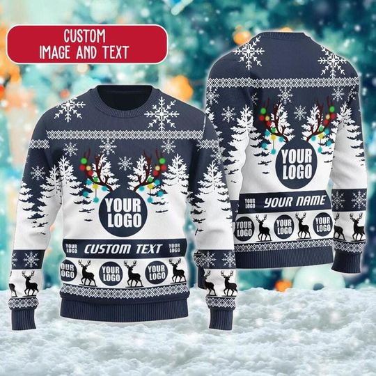 Personalized Custom Logo 3D Ugly Christmas Sweater, Custom Company Logo - Image 8