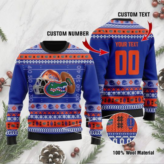 Personalized Custom Name And Number Florida Gators Christmas For Fans Ugly Christmas Sweater Adult 3D Funny Matching for family
