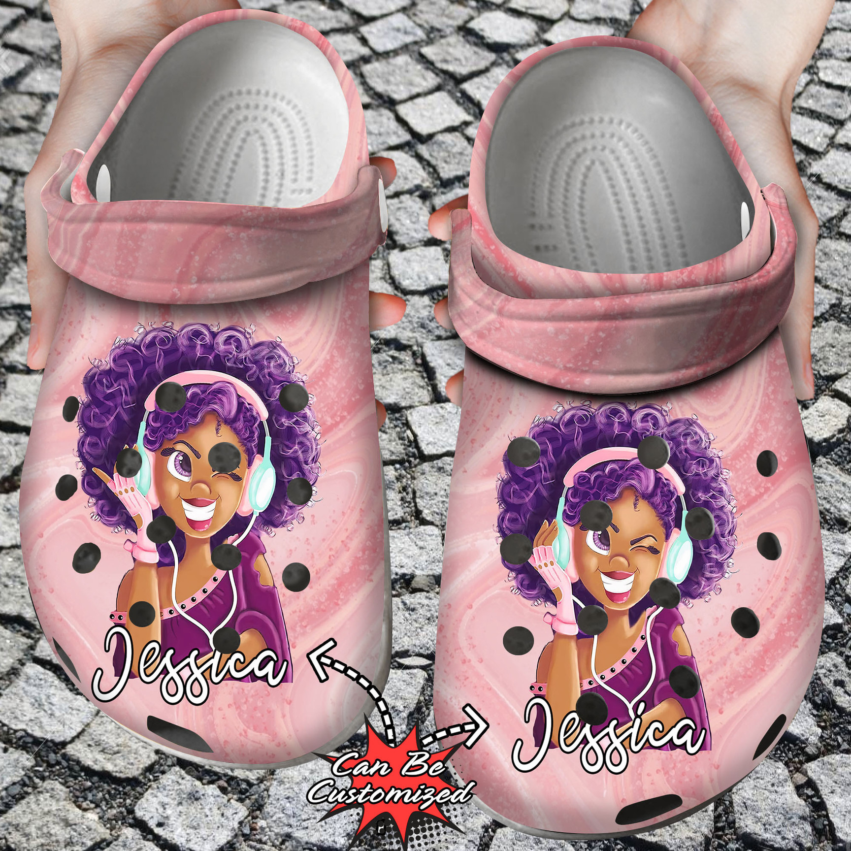 Personalized Cute Little Princess Black Girl African American clog Shoes Custom