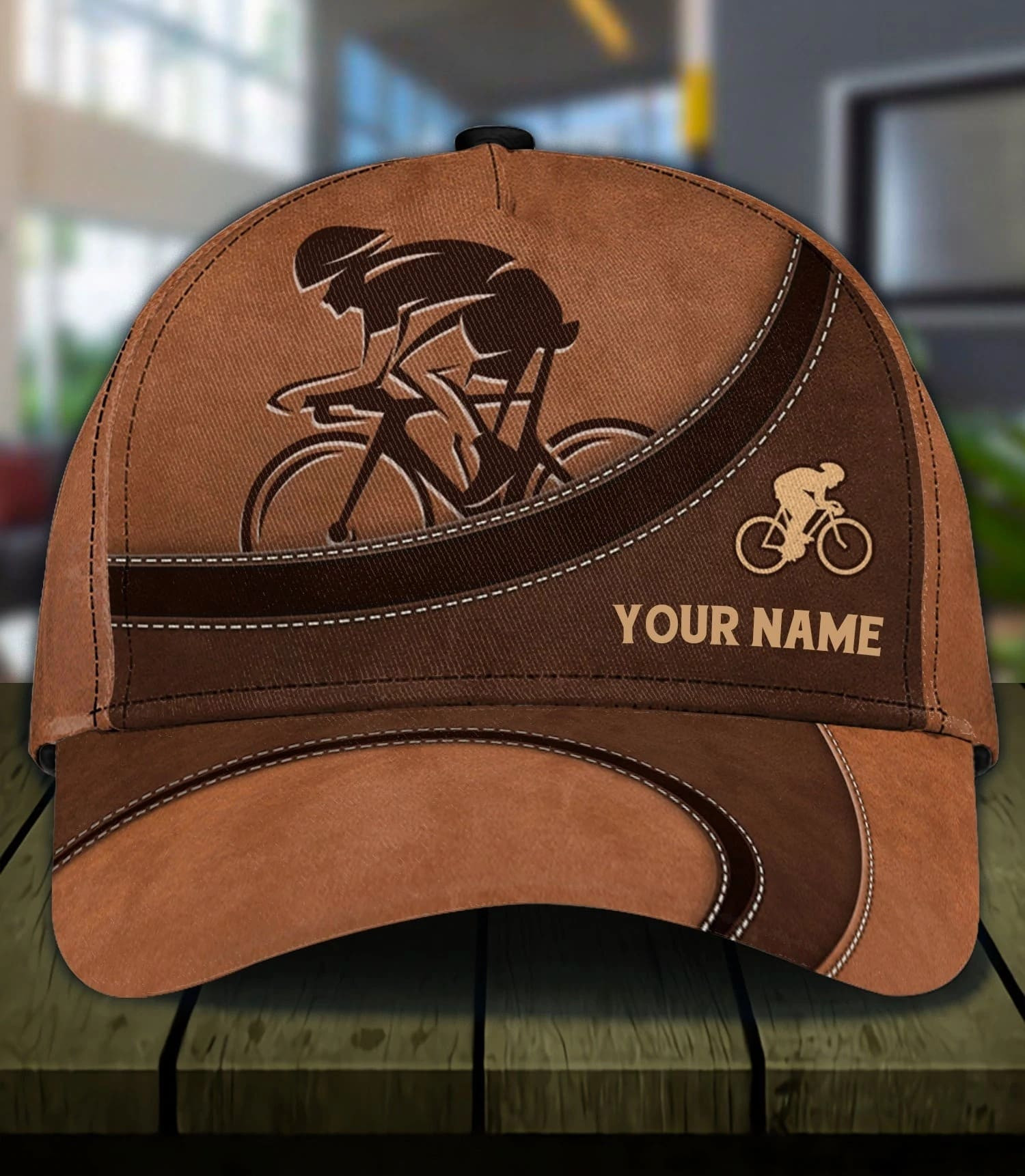 Personalized Cycling Cap for Men & Women, Cyclist Hat Leather Pattern 3D Classic Cap Trucker Hats Custom Hats Gifts For Men & Women